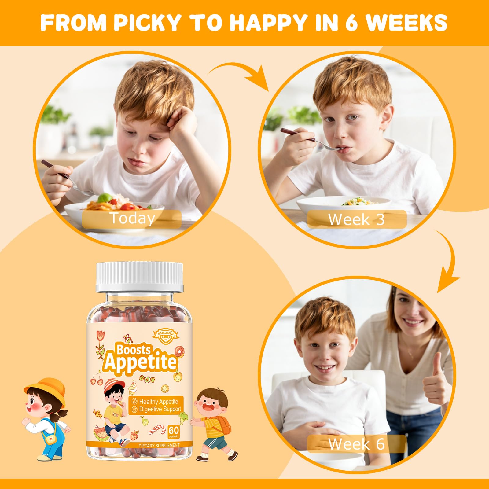 Appetite Booster Gummies for Kids Adults – Natural Blend of Hawthorn Zinc Carrot Supports Digestion Helps Increase Appetite, Promotes Healthy Eating Habits for Picky Eaters (Mixed Fruit Flavor) HeallianceAu supplements