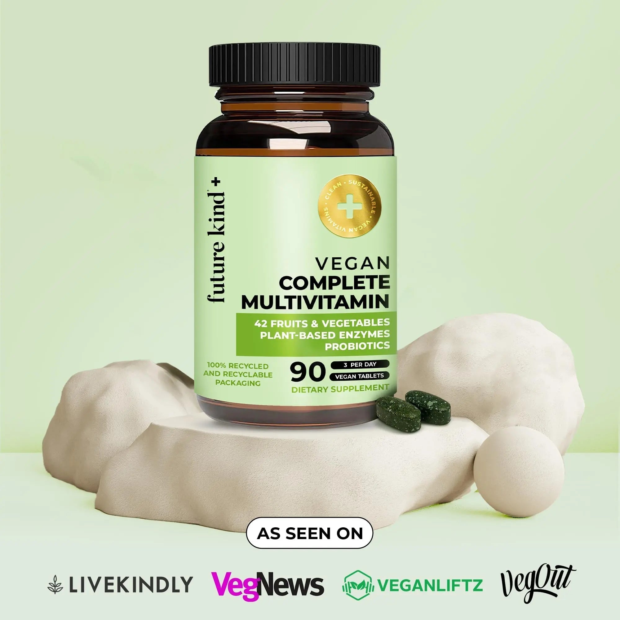 Future Kind Vegan Multivitamins Complete - 42-in-1 Vegan Multivitamins for Women & Men with Enzymes, B12, Zinc, & Probiotics Future KindAu supplements