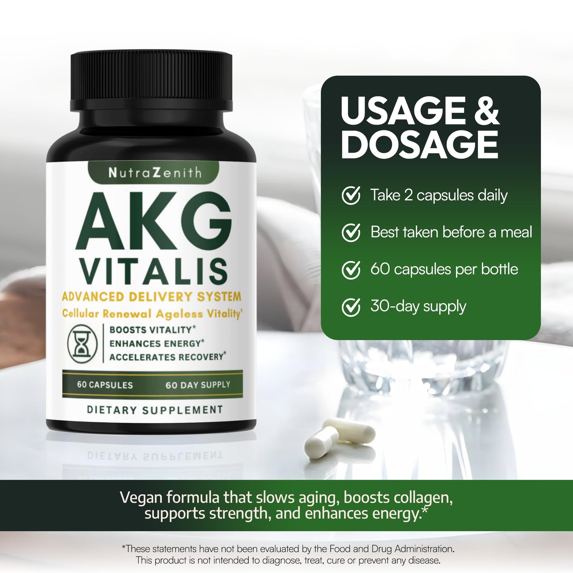 AKG Anti-Aging & Energy Boost Supplement with Vitamin B6, Vitamin C & L-Arginine – 60 Capsules for Youthful Skin, Cellular Renewal & Vitality Support Arazo NutritionAu supplements