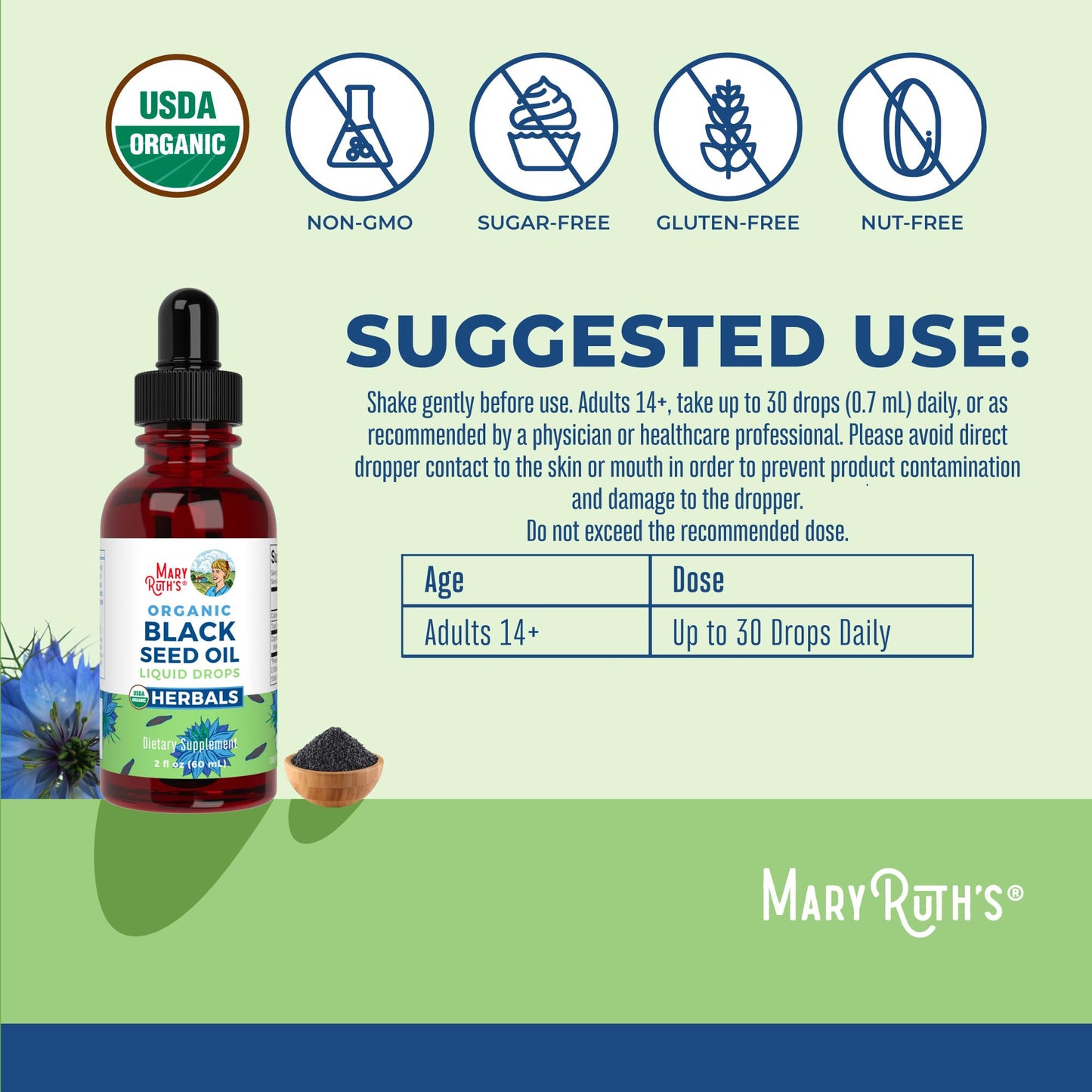 MaryRuth Organics Black Seed Oil Liquid Drops Cold Pressed | 3 Month Supply | USDA Organic Black Cumin Seed Oil | Immune Support | Respiratory Health | Sugar&Gluten Free | Vegan | Non-GMO | 2 Fl Oz MARYRUTH'SUS supplements