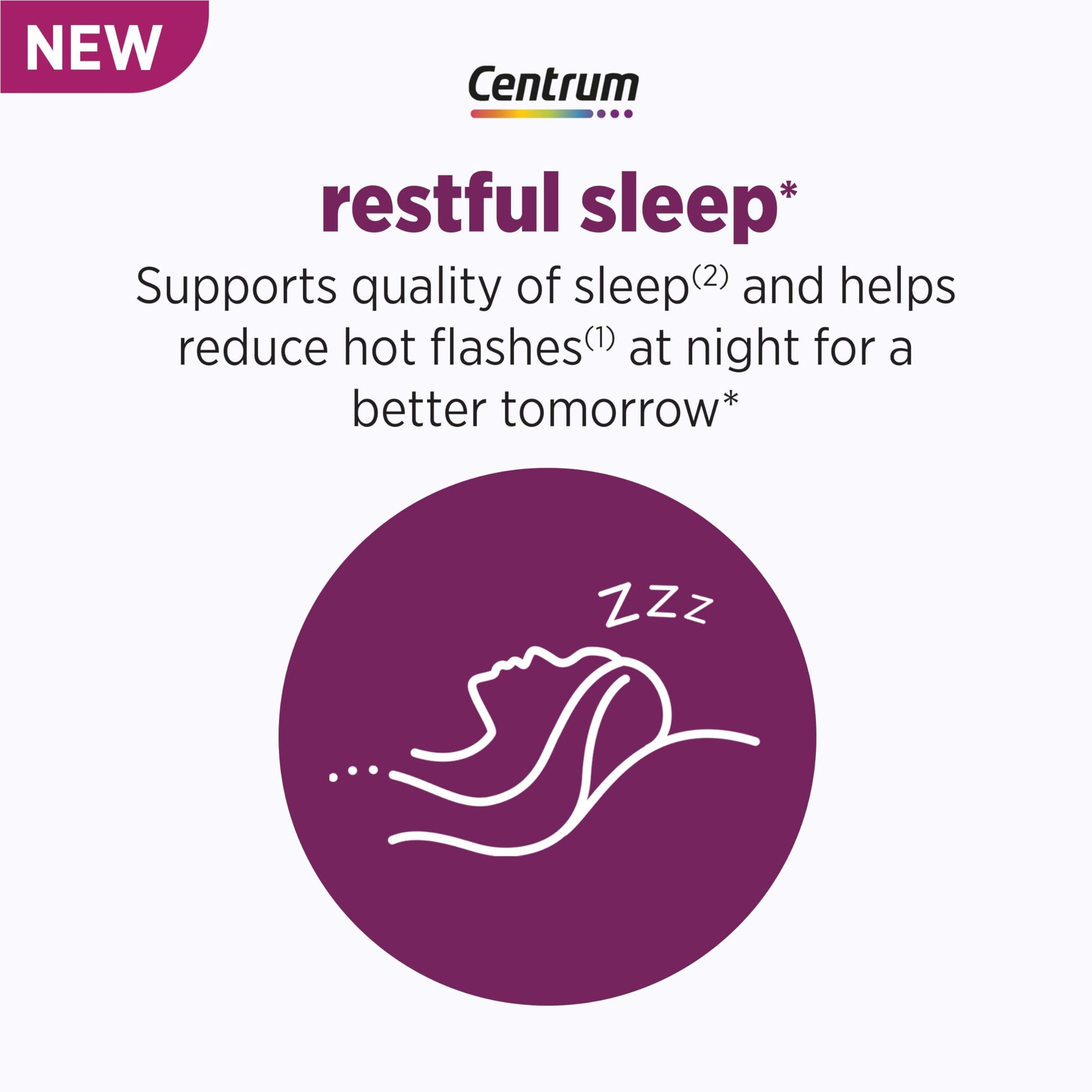 Centrum Restful Sleep Menopause Support Tablets, Supplement with Clinically Studied DailyZz and geniVida, 28 Count CentrumAu supplements