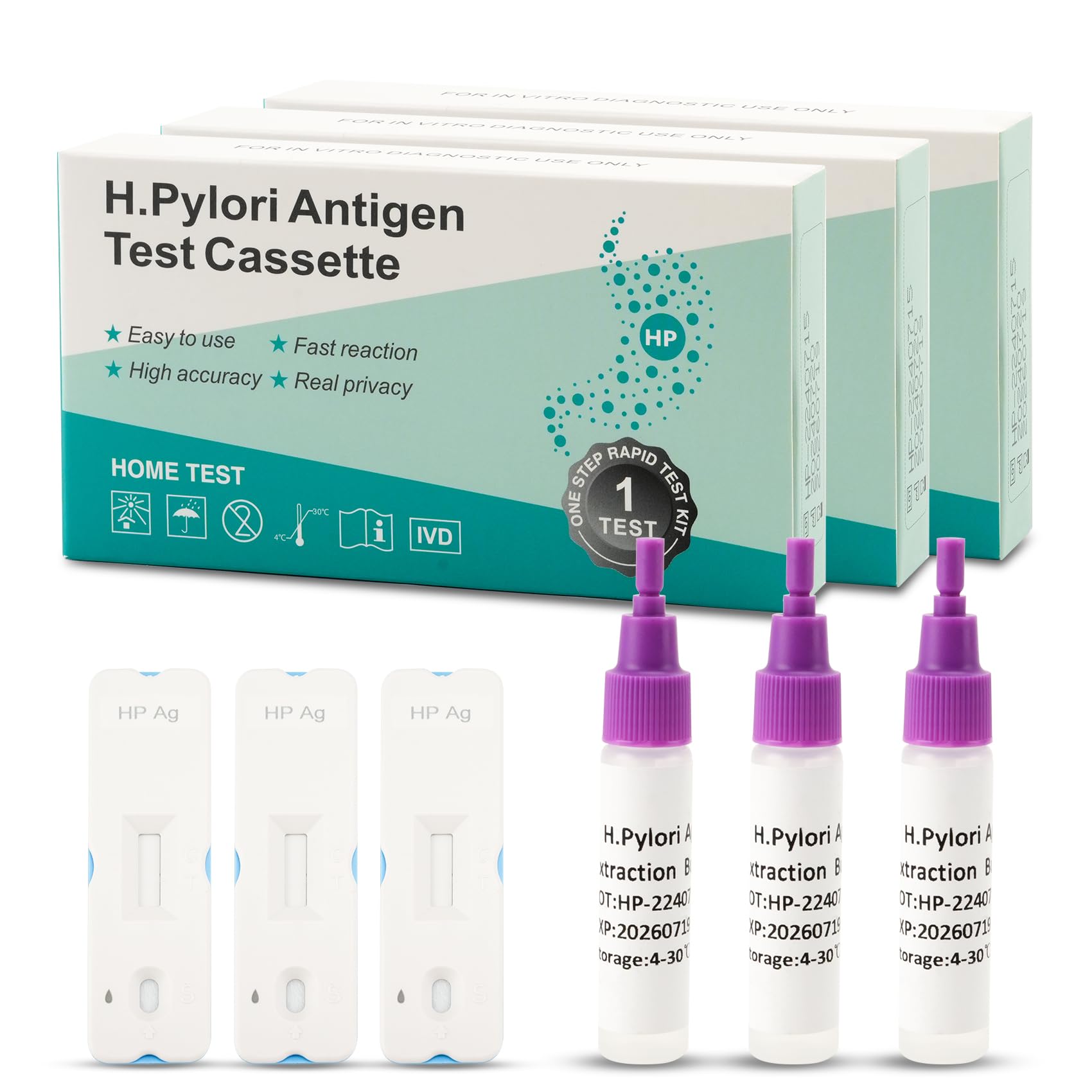 H. Pylori Helicobacter Pylori Stool 3 Test Kit, 10-15 Minutes, Highly Accurate, Easy to Use, Home Testing, No Lab Visit Required EvuioasAu supplements