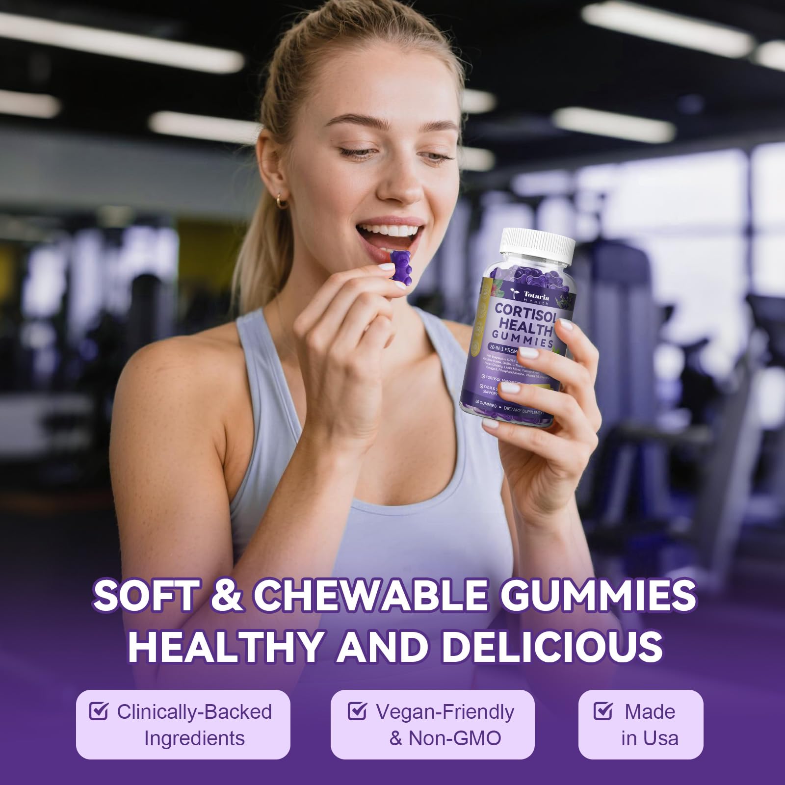 Cortisol Supplements for Women & Men 20-in-1 Cortisol Gummies with Ashwagandha Rhodiola Rosea Magnesium Phosphatidylserine Calm Focus Mood Support Healthy Cortisol Levels 30 Day Supply TotariaAu supplements