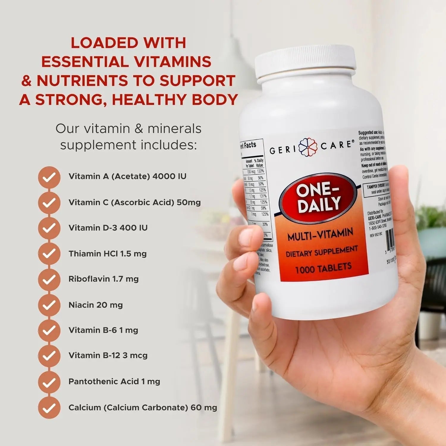 GeriCare Multivitamin Supplement Tablets, (Bottle of 1000) GeriCareAu supplements