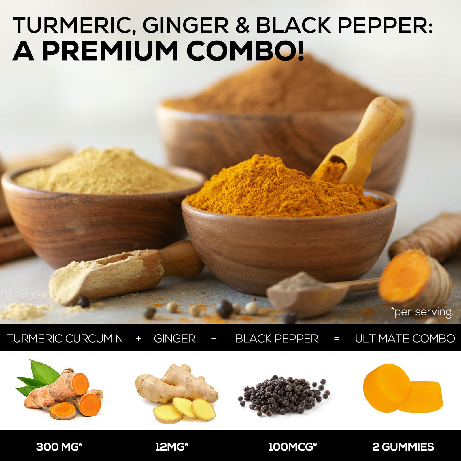 Turmeric Ginger Gummies - Vegan Turmeric Curcumin Gummy with 95% Curcuminoids Nature's NutritionAu supplements