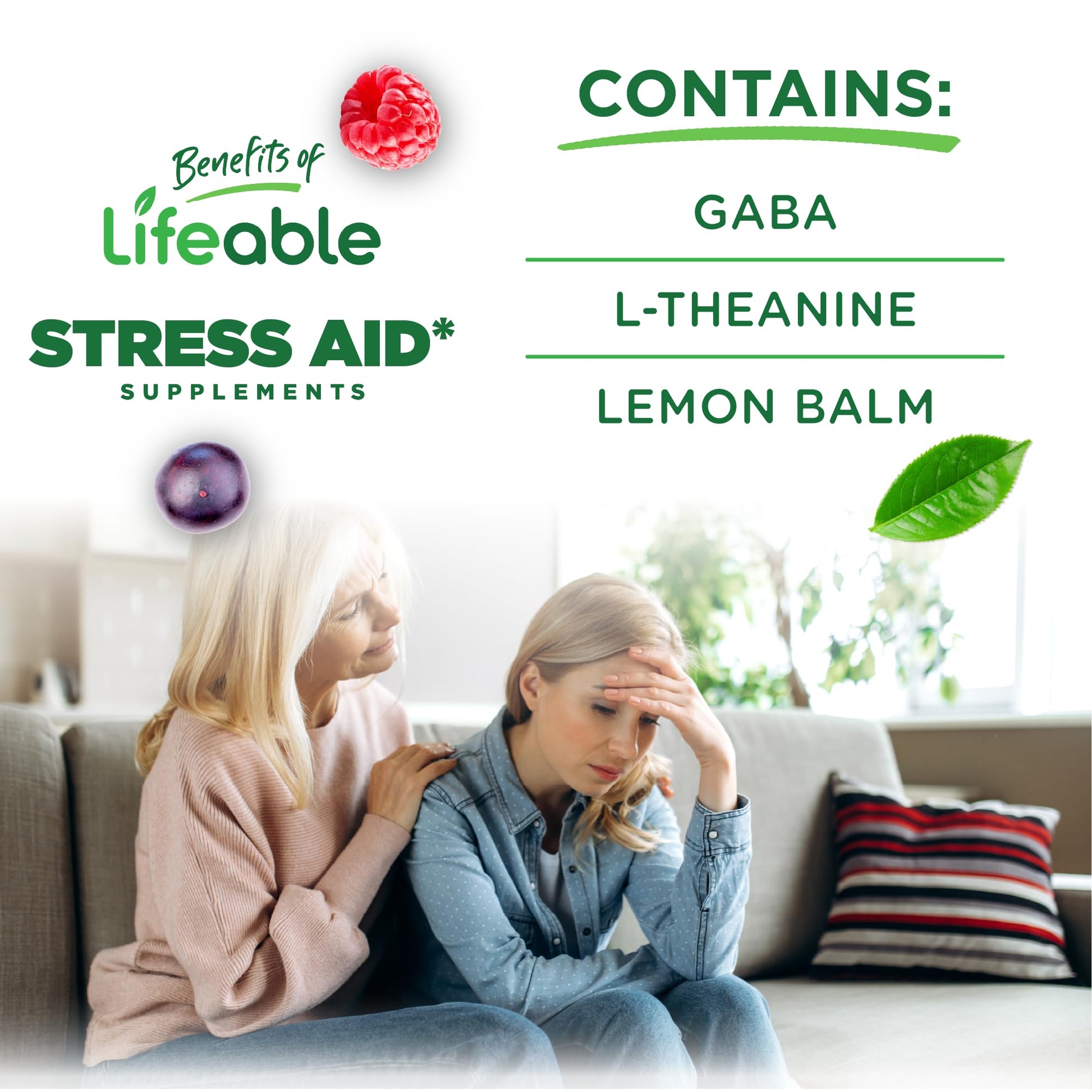 Lifeable Stress Aid Gummies for Teens | with Lemon Balm, GABA and L Theanine Supplements | Vegan Non GMO Mood Support Supplement | Great Tasing Stress Vitamins | L-Theanine for Teen | 90 Gummies LifeableAu supplements