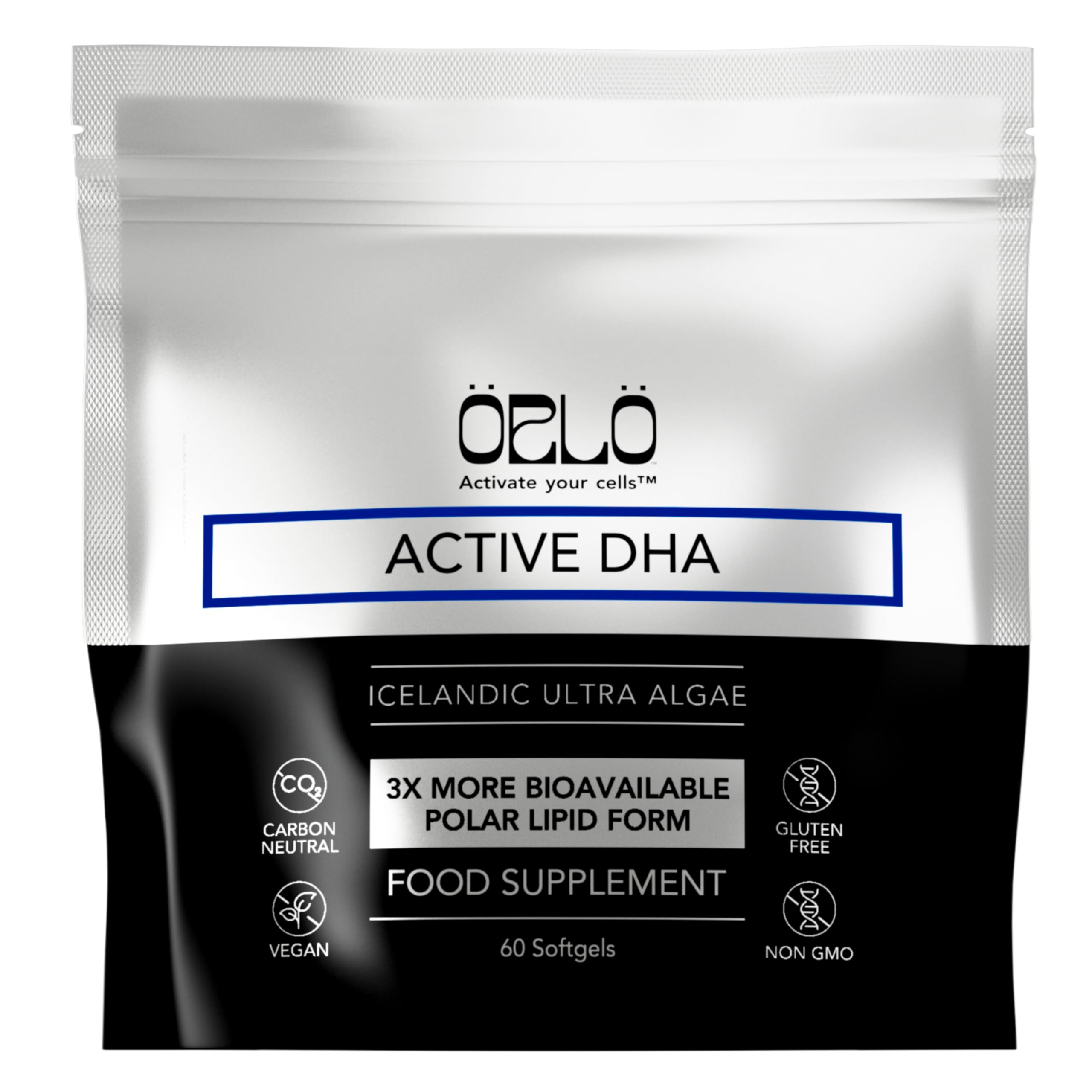 Orlo DHA Supplement 1000mg - 3X Absorption Natural Icelandic Nordic Omega 3 DHA & EPA for Brain & Eye Support – Vegan Fish Oil Alternative, No Fishy Aftertaste, 60 Easy-to-Swallow Mini Softgels OrloAu supplements