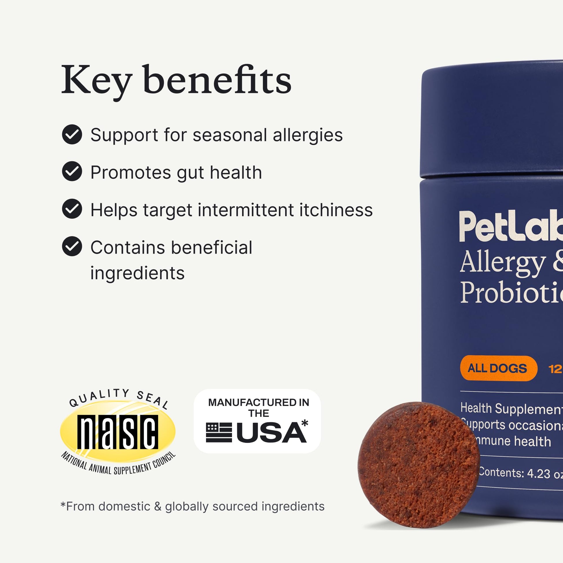 PetLab Co. Allergy & Immune Probiotics for Dogs, Support Seasonal Allergies, Gut & Digestive Health - Pork Flavor - 30 Soft Chews - Packaging May Vary PetLab Co.Au supplements