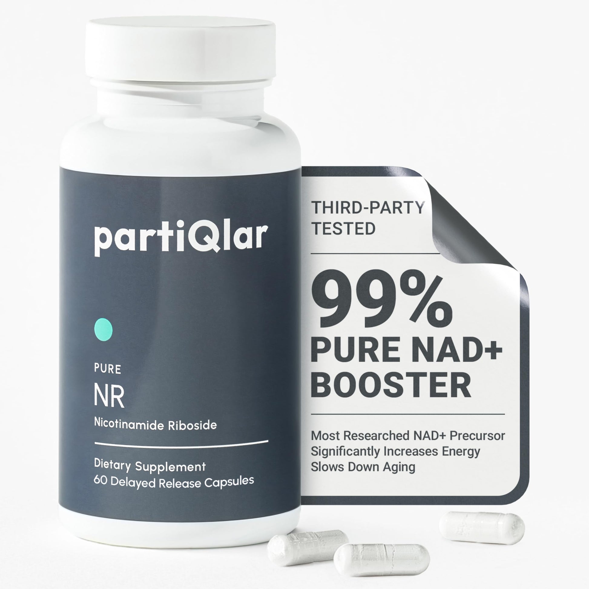 partiQlar Nicotinamide Riboside (NR) 500mg – NR Supplement for Cellular Health, Anti-Aging, Energy & Metabolism Support – 2-Month Supply (60 Capsules) partiQlarAu supplements