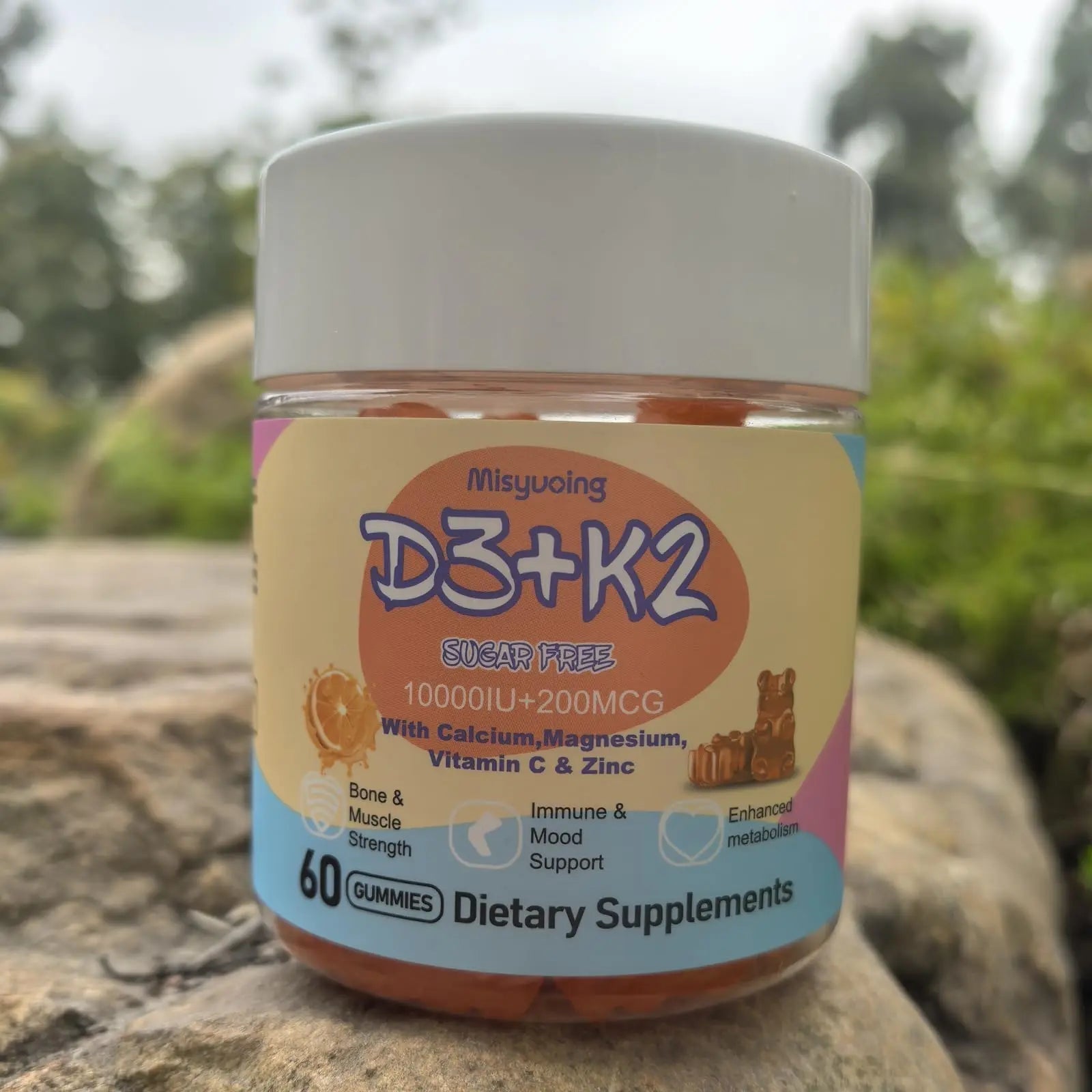 Misyvoing Vitamin D3 K2 Sugar-Free Gummies,Vitamin D3 10000 IU with K2 200mcg,VitaminC,Calcium,Magnesium,Zinc,Support for Bones MisyvoingAu supplements