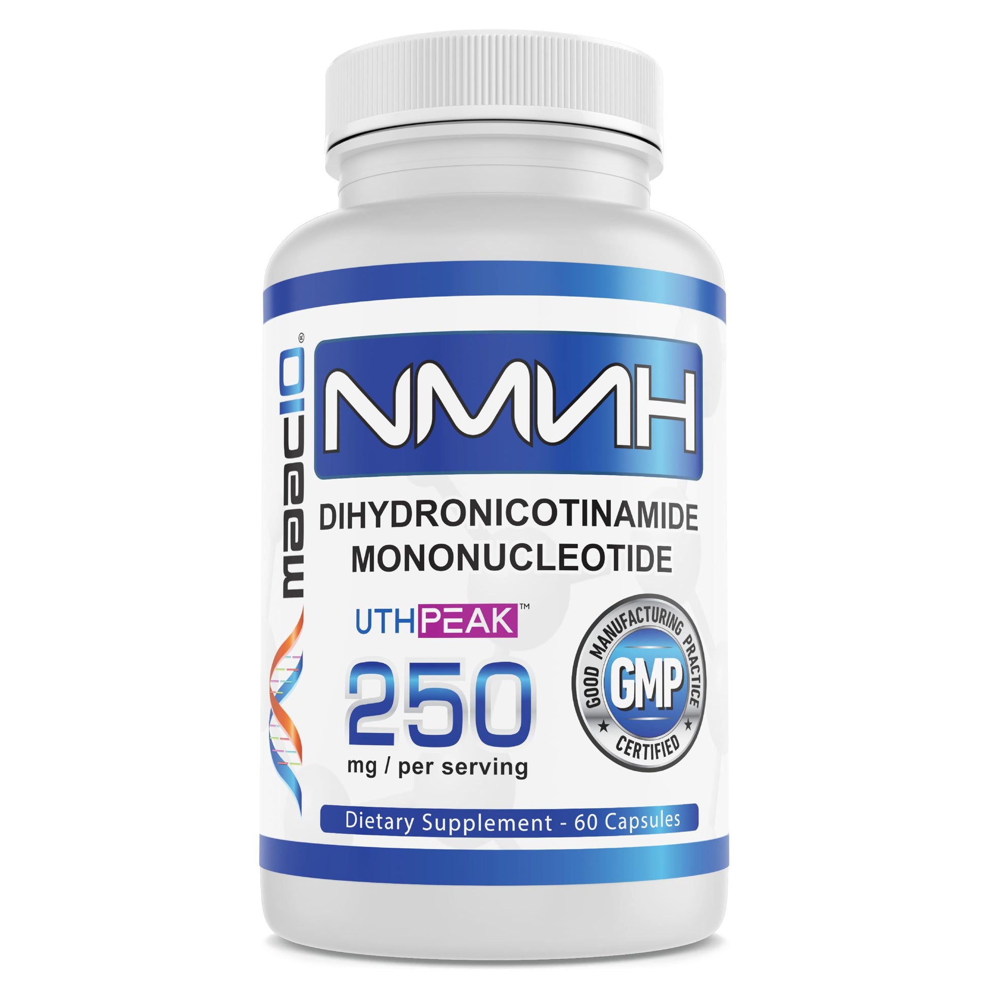 MAAC10 NMNH (NMN Supplement Alternative) 250mg Serving | Uthpeak™ NMNH (Dihydronicotinamide Mononucleotide) for Better Stability | 30-Day Supply. MAAC10Au supplements
