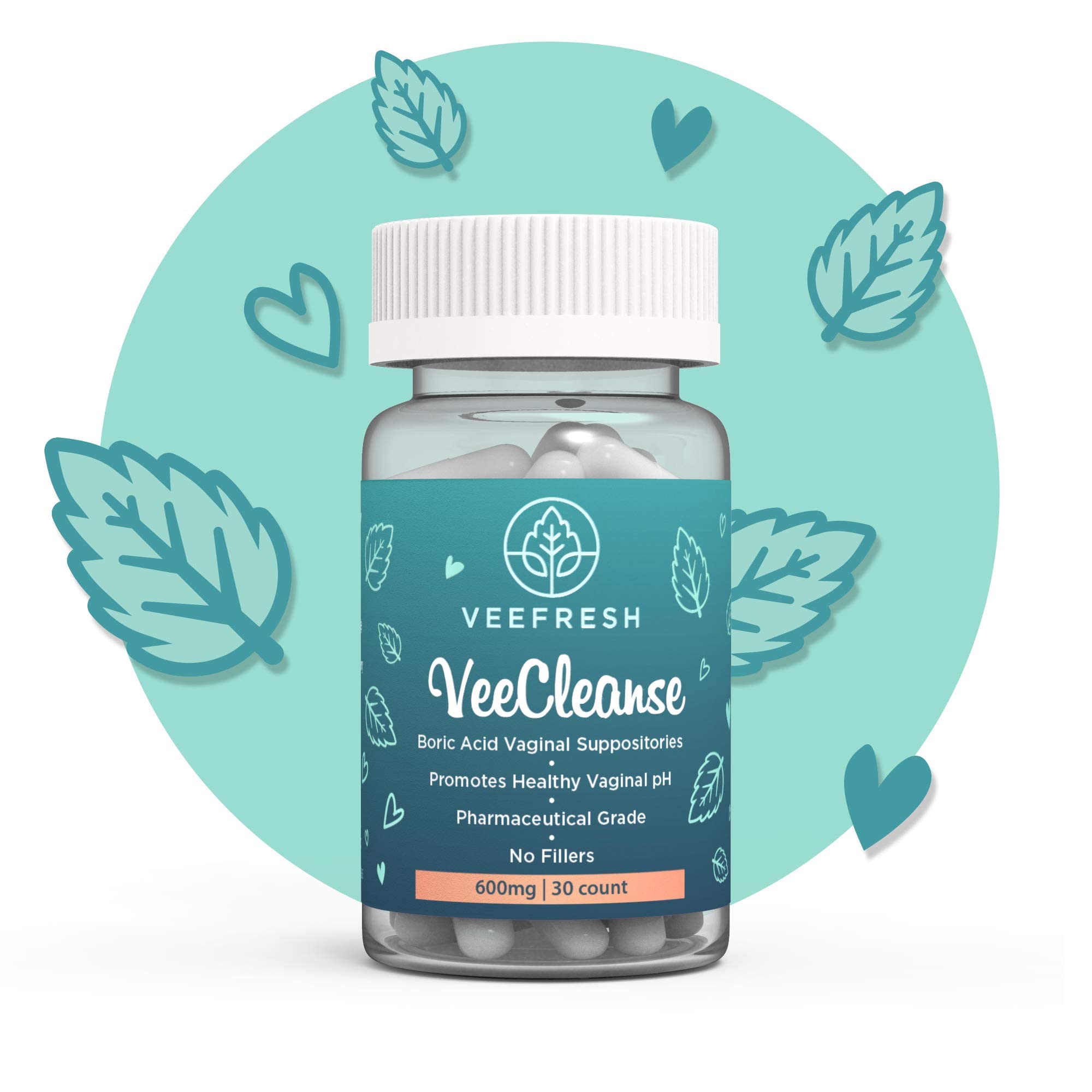 VeeFresh - VeeCleanse Boric Acid Vaginal Suppositories - Vaginal pH Balance Suppositories VeeFreshAu supplements