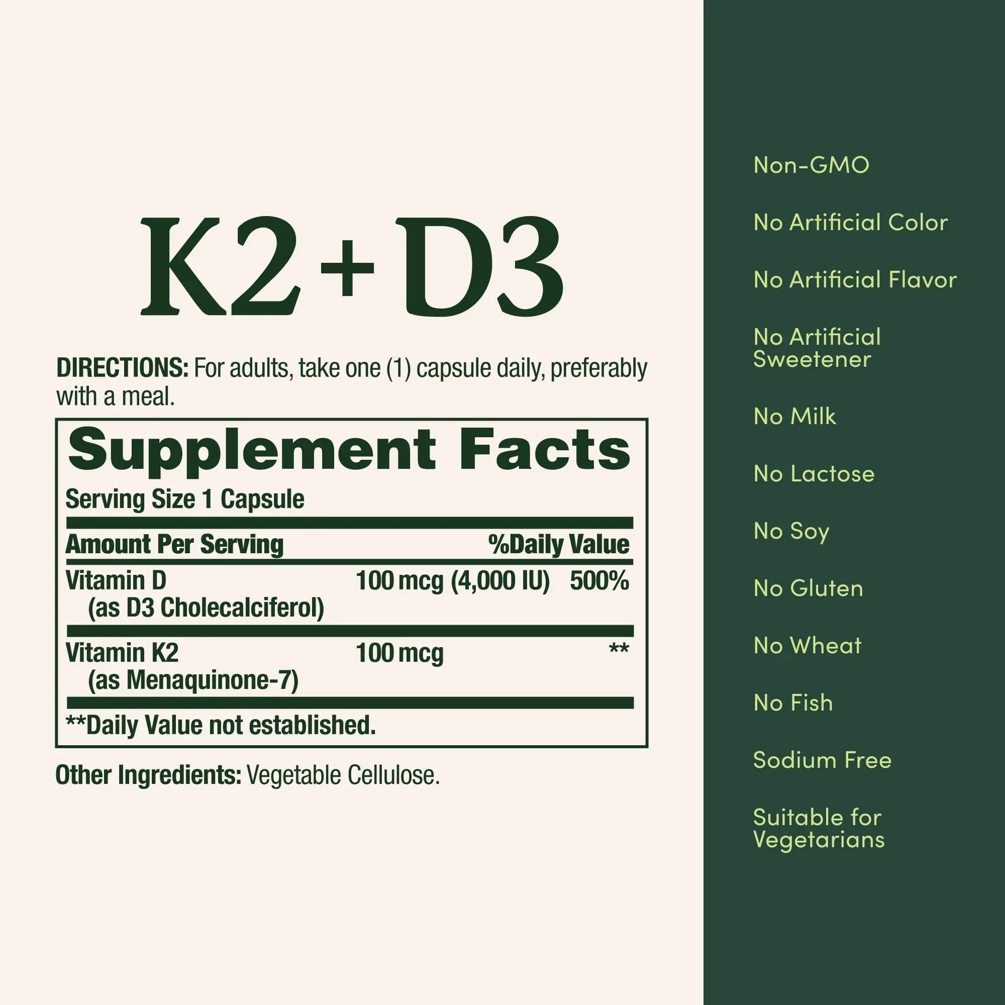 Nature’s Bounty Vitamin D3 K2 Supplement, 4000 IU Vitamin D3 plus 100 mcg of Vitamin K Supplements Nature's BountyAu supplements