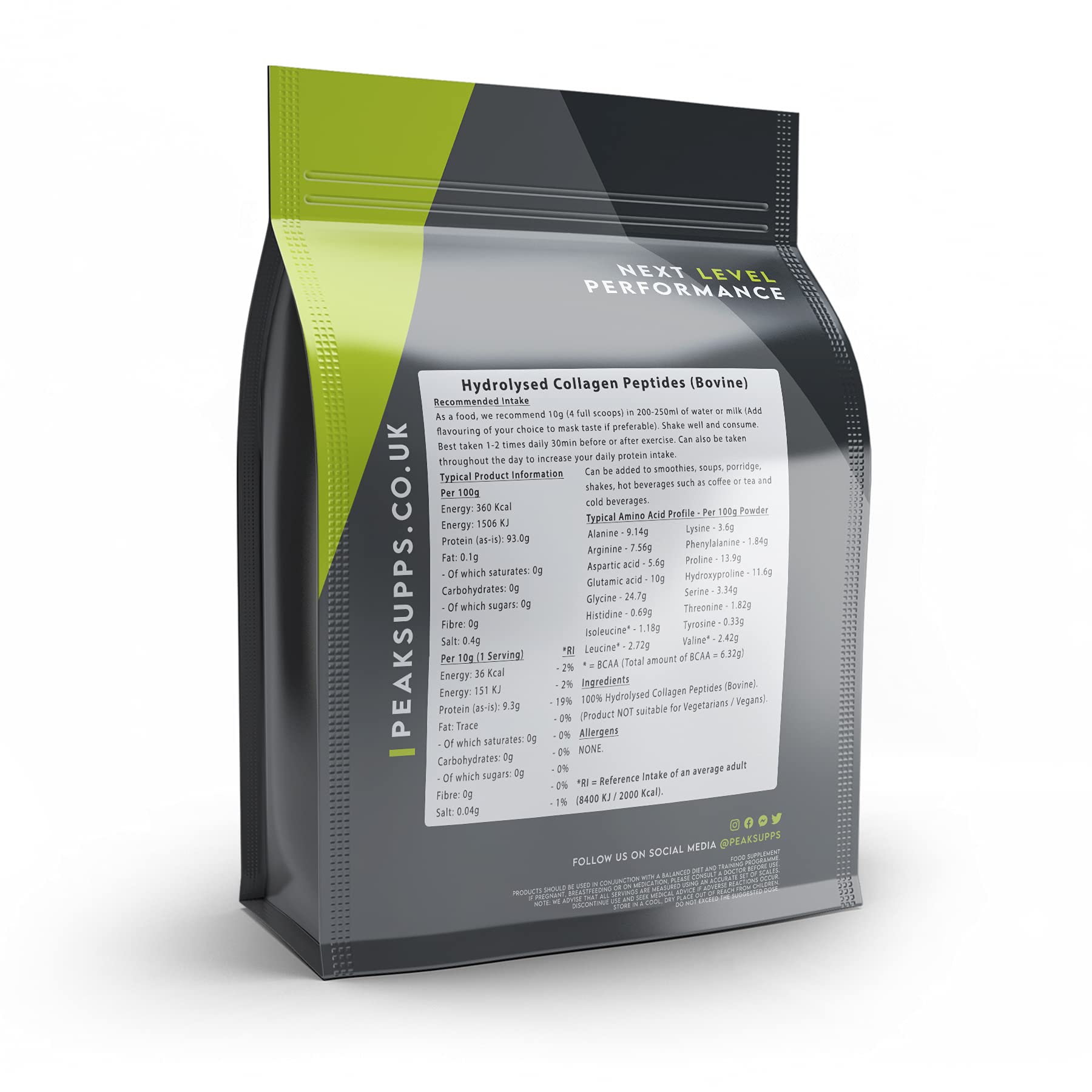 Grass Fed Collagen Powder | Pure Hydrolysed Bovine Protein Peptides (1Kg) Peak SuppsAu supplements