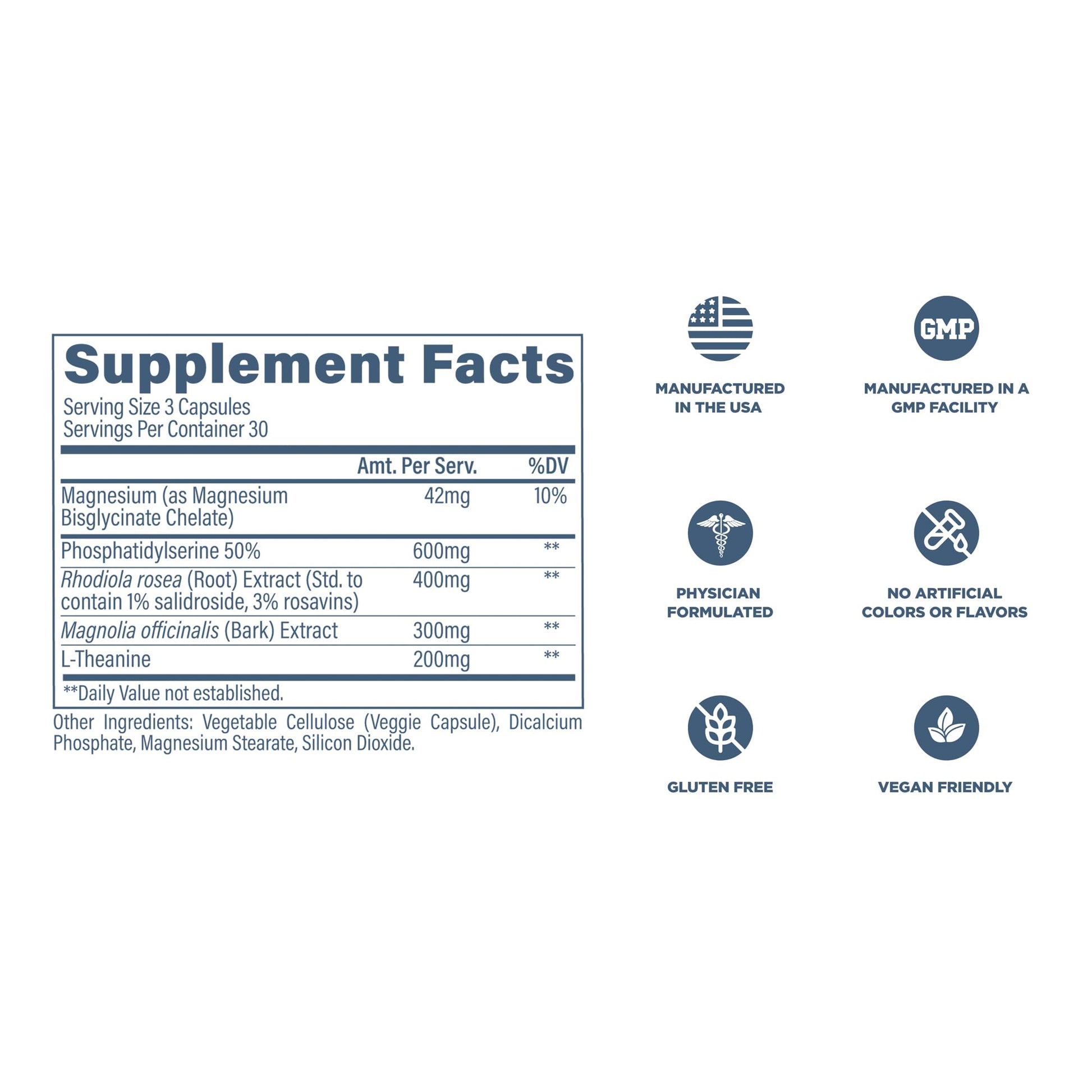 Revive MD Cortisol Manager, 90 Vegetarian Capsules - Cortisol Supplement w/Magnesium & L-Theanine Support Health, Focus, Energy, Fatigue, & Adrenal Gland Function - Vegan & Gluten-Free (30 Servings) ReviveAu supplements