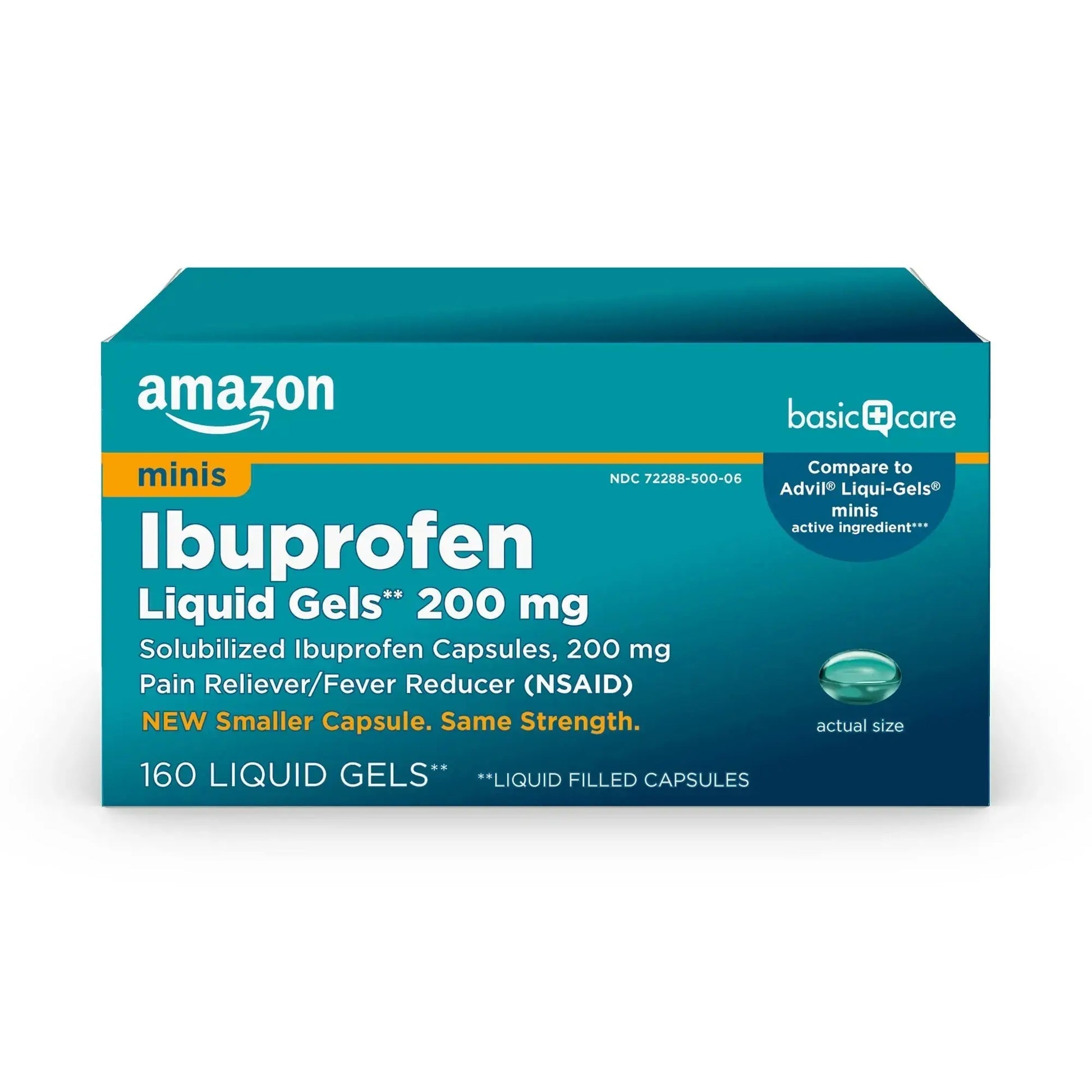 Amazon Basic Care Ibuprofen Mini Liquid Gels, 200 mg, Pain Reliever and Fever Reducer for Headache, Backache, Menstrual Pain, Arthritis, 160 Count Amazon Basic CareAu supplements