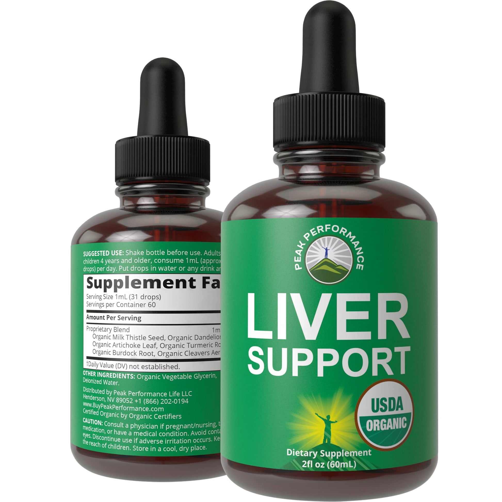 USDA Organic Liver Cleanse Detox & Repair. 6-in-1 Liquid Drops with Organic Milk Thistle, Artichoke Extract, and More. Zero Sugar, Liver Health Support Tincture Supplement Alternative to Capsules Peak PerformanceAu supplements