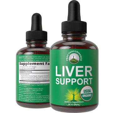 USDA Organic Liver Cleanse Detox & Repair. 6-in-1 Liquid Drops with Organic Milk Thistle, Artichoke Extract, and More. Zero Sugar, Liver Health Support Tincture Supplement Alternative to Capsules Peak PerformanceAu supplements