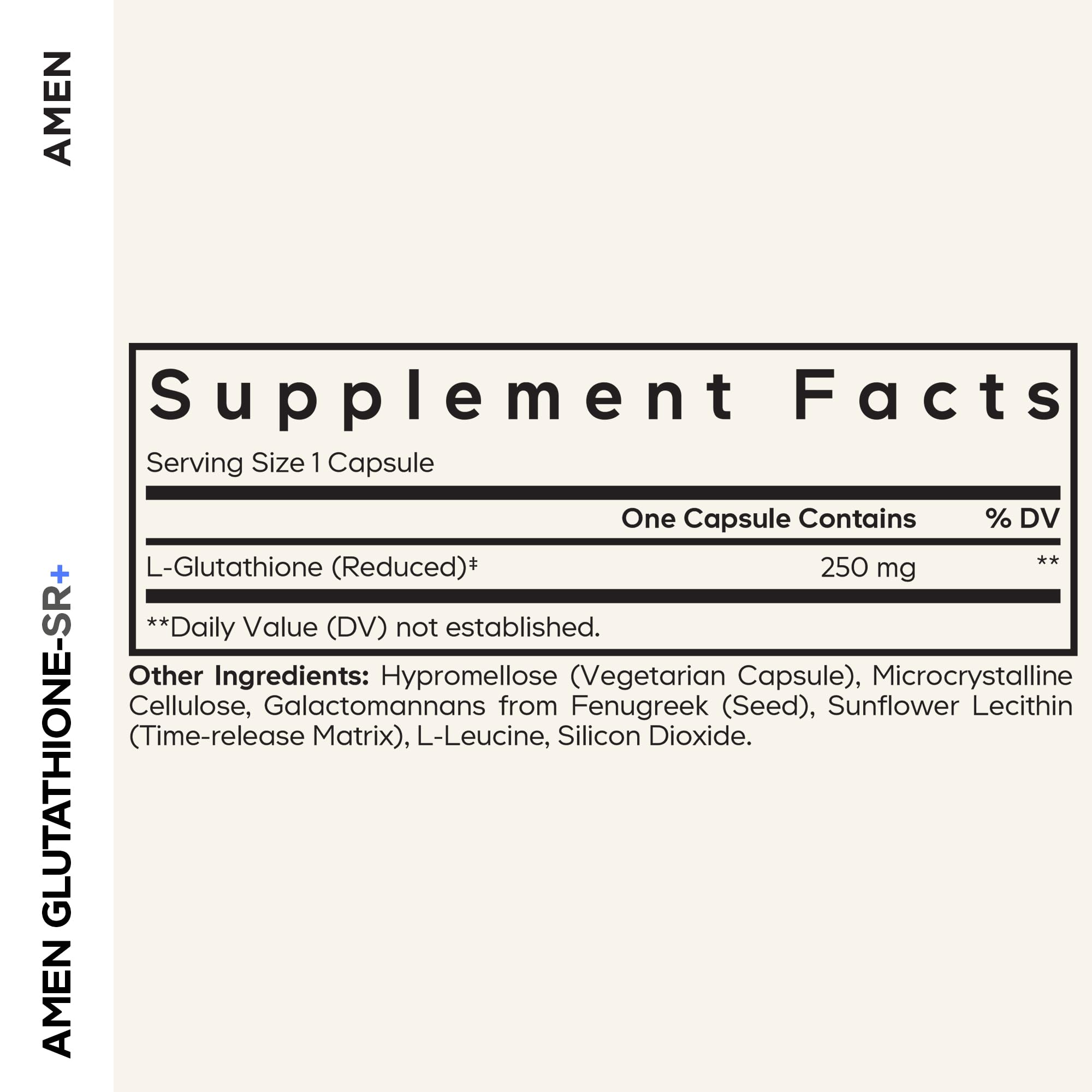 Amen Glutathione-SR+ Advanced Sustained-Release Supplement - 2-Month Supply - Reduced L-Glutathione - Galactomannans Fenugreek Seed - Time-Reduced Matrix - Non-GMO - 60 Capsules AmenAu supplements