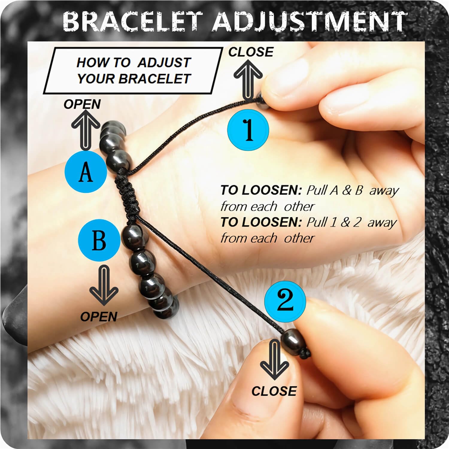RENZHI-Magnetic Hematite Bracelet–Beaded Magnetic Bracelets for Men and Women RENZHIAu supplements