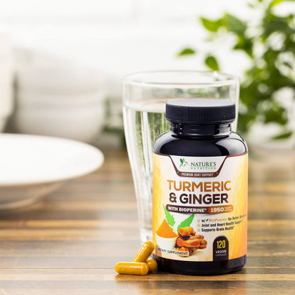 Turmeric Curcumin with BioPerine & Ginger 95% Standardized Curcuminoids Nature's NutritionUS supplements
