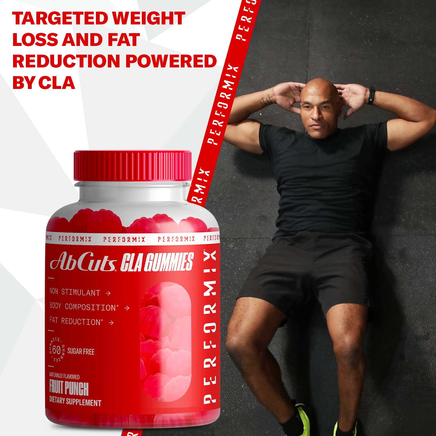 PERFORMIX AbCuts CLA Gummies - 60 Gummies, Fruit Punch - Non-Stimulant PERFORMIXUS supplements