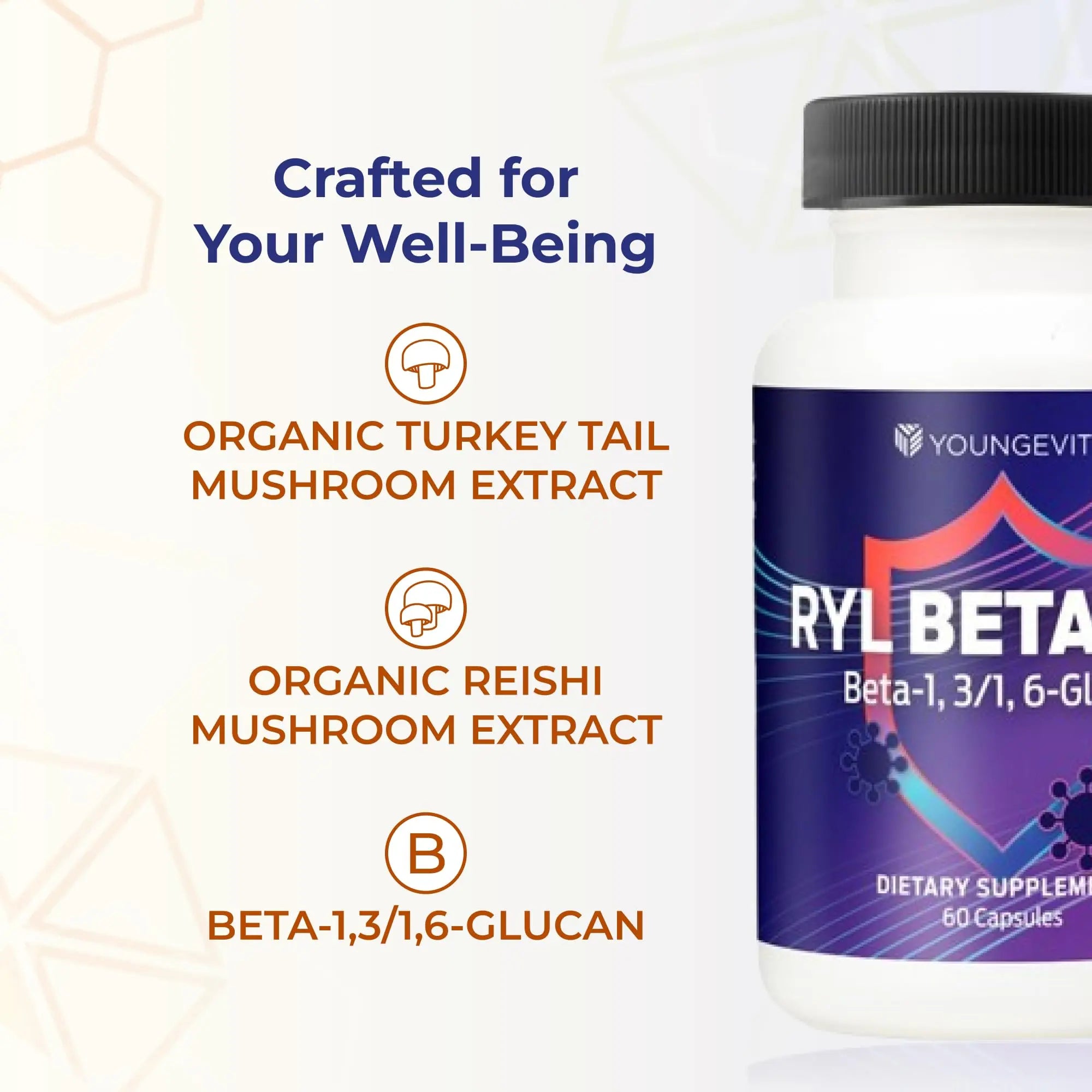 Youngevity RYL Beta550 Beta 1, 3-D Glucan Immune Support - 60 Capsules (Pack of 1) Youngevitynz supplements