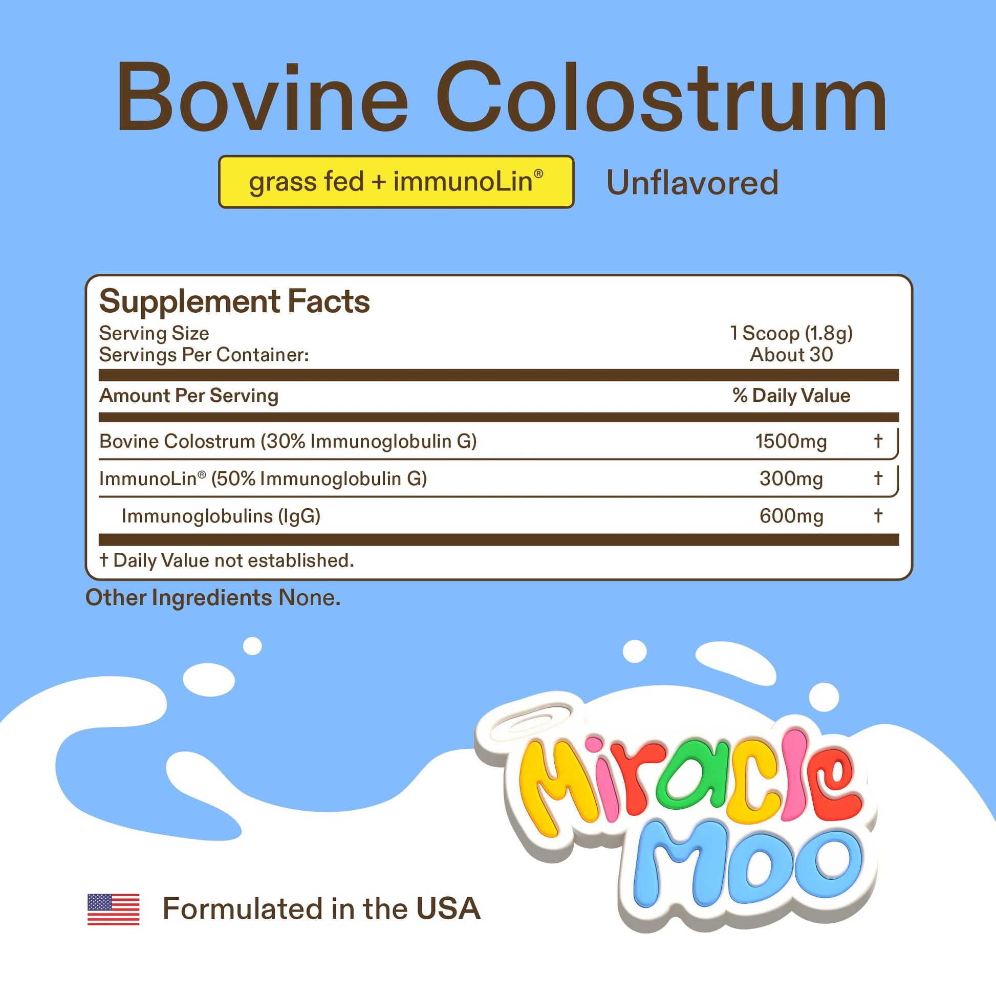 Colostrum Supplement for Gut Health, Hair Growth, Beauty and Immune Support Miracle MooUS supplements