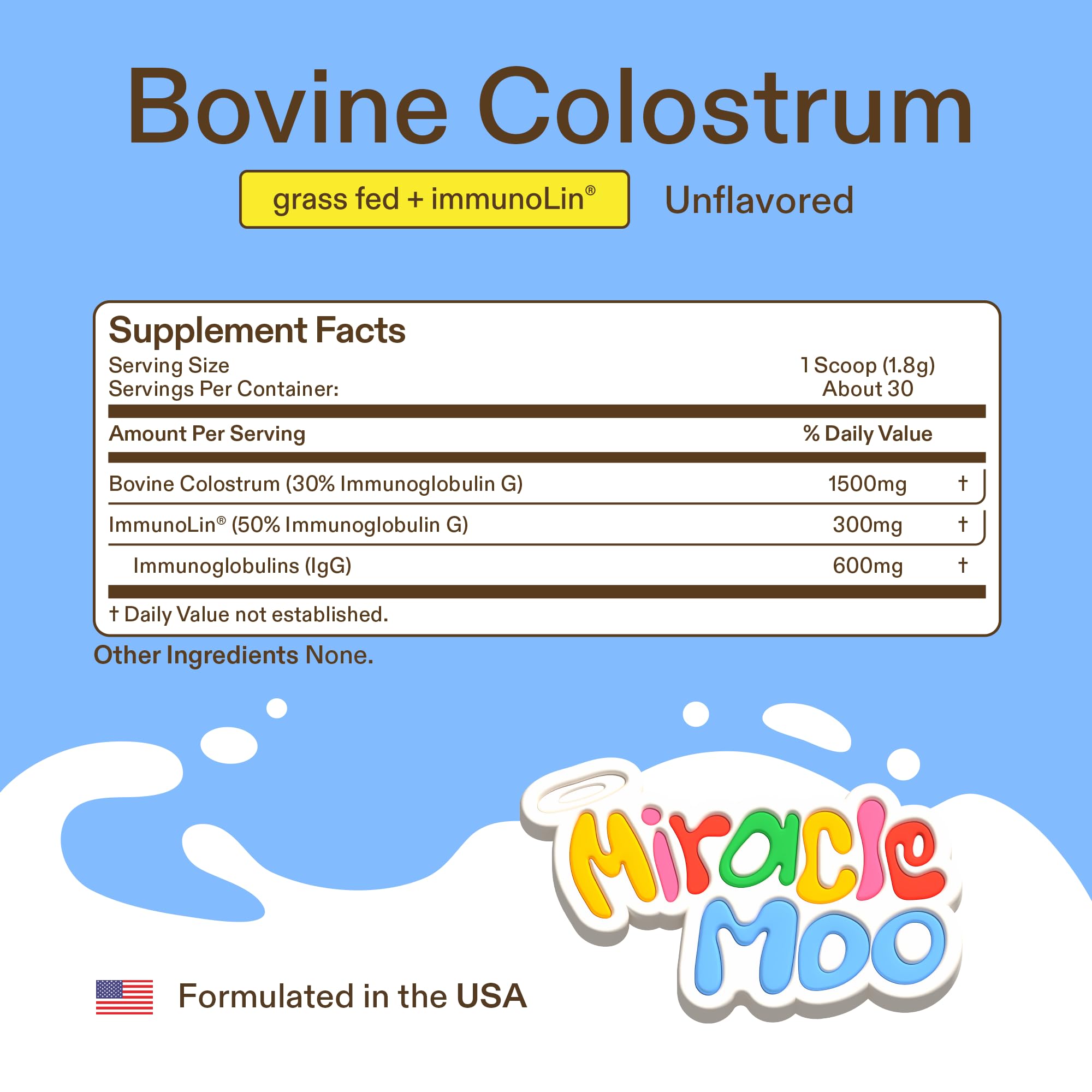 Colostrum Supplement for Gut Health, Hair Growth, Beauty and Immune Support Miracle MooUS supplements