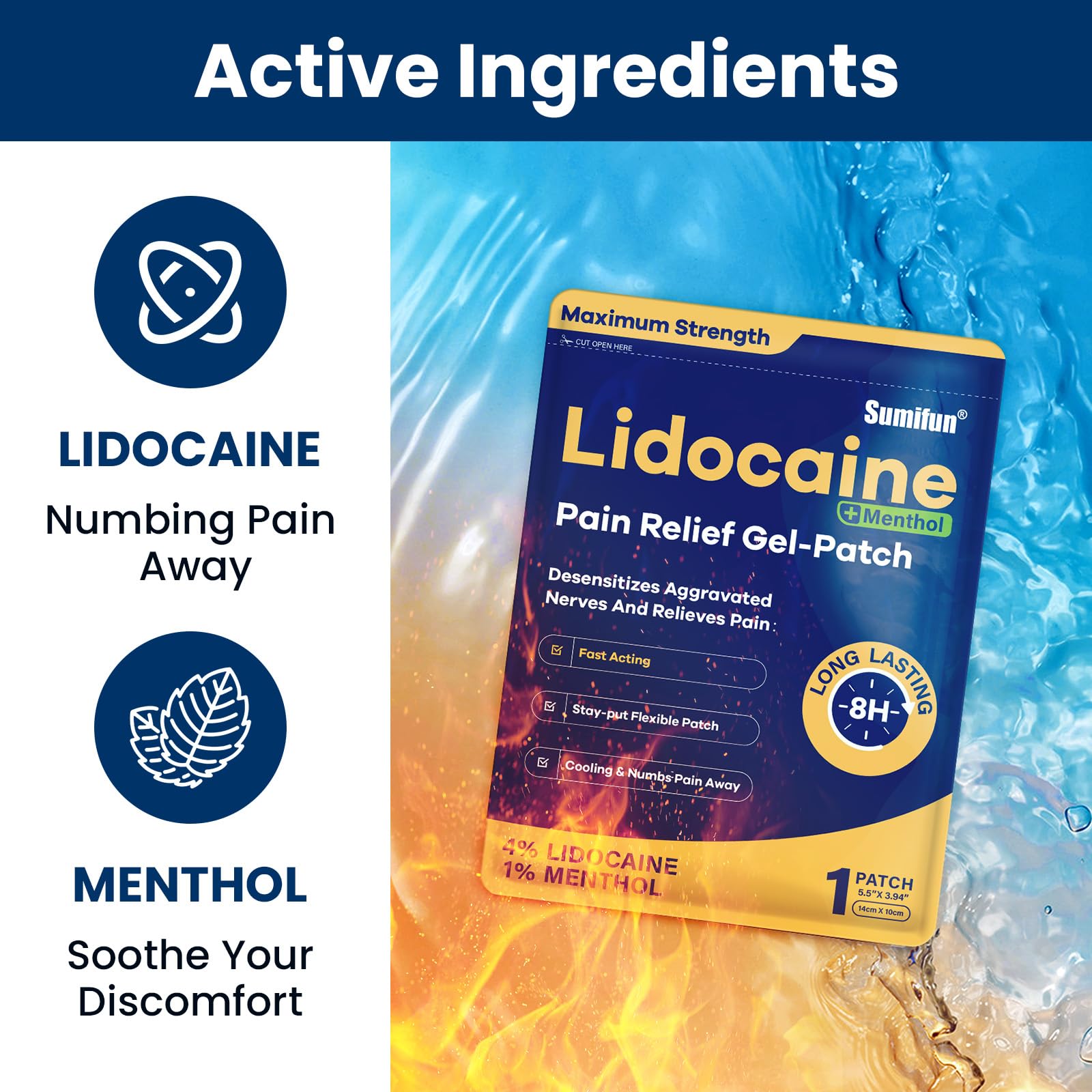 Sumifun 4% Lidocaine Patches Plus 1% Menthol - 30 Counts Maximum Strength OTC Pain Relief Patches for Back Ache Stiff Neck Joint Pain Muscle Soreness Topical Analgesic SumifunAu supplements