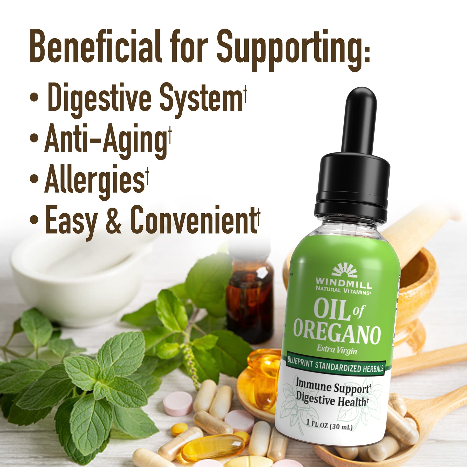 Windmill Natural Vitamins Oil of Oregano, Herbal Blend for Immune Support, Supports Digestive Health, 1 fl oz, 448 Servings WindmillAu supplements