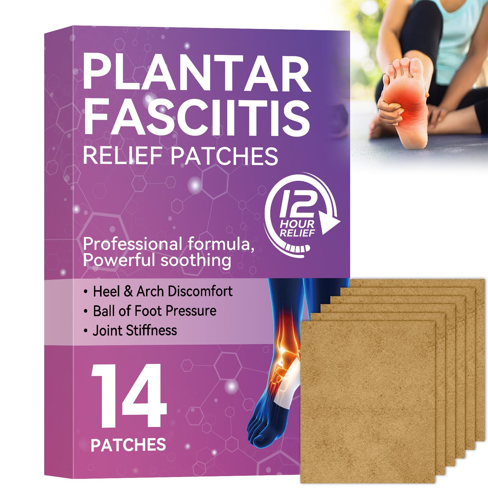 Mosconly Plantar Fasciitis Relief 14 Pcs, Natural Heel Discomfort Relief for Plantar Fasciitis, 12 Hour Maximum Strength Deep Hot, Soothing of Joint Soreness for Heel Discomfort MosconlyAu supplements