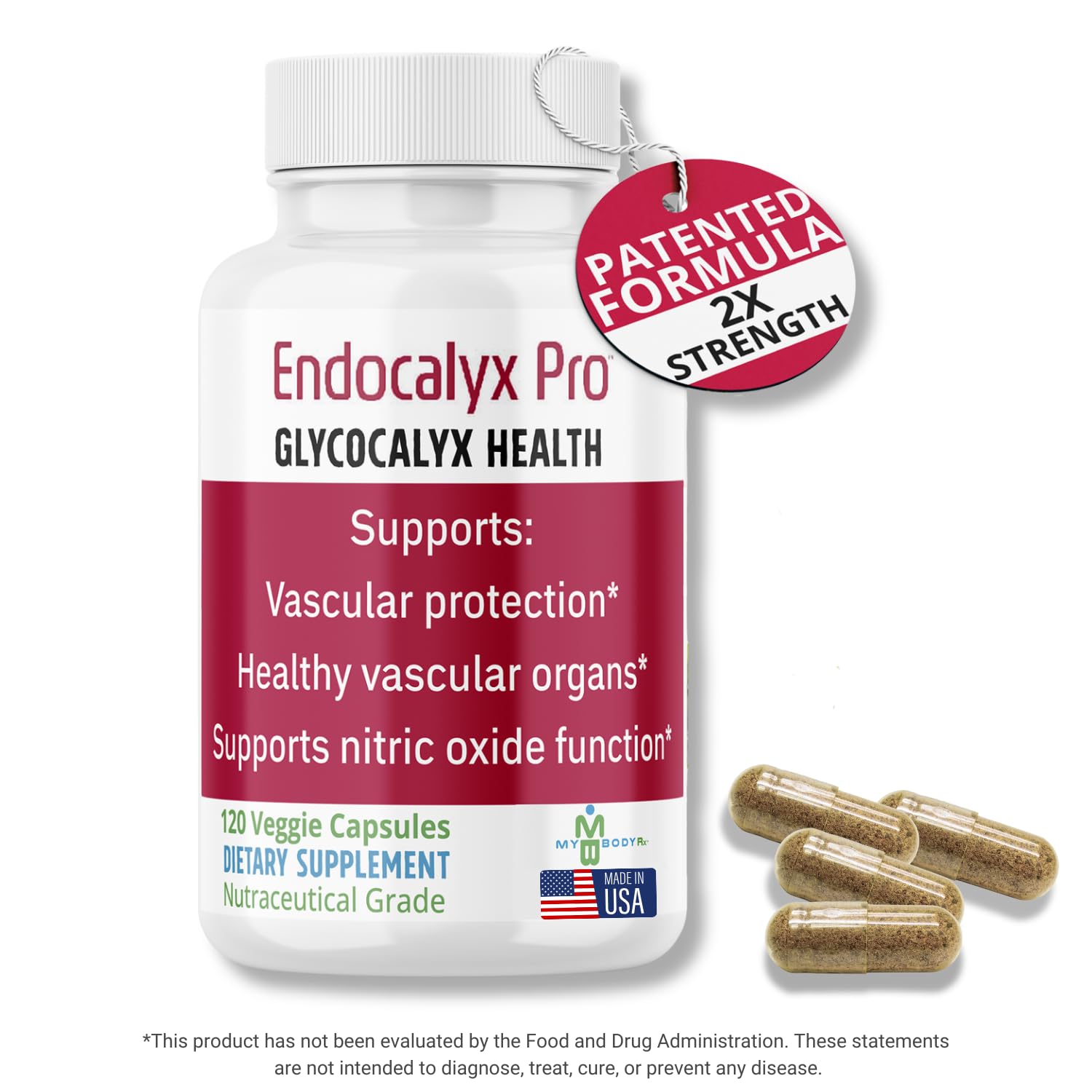 MYBODYRX Endocalyx Pro Supplement – Endothelial Glycocalyx Support 120 Capsules - Vascular & Microcirculation Health – Clinically-Studied – Patented – Supports Nitric Oxide Functions MYBODYRXAu supplements