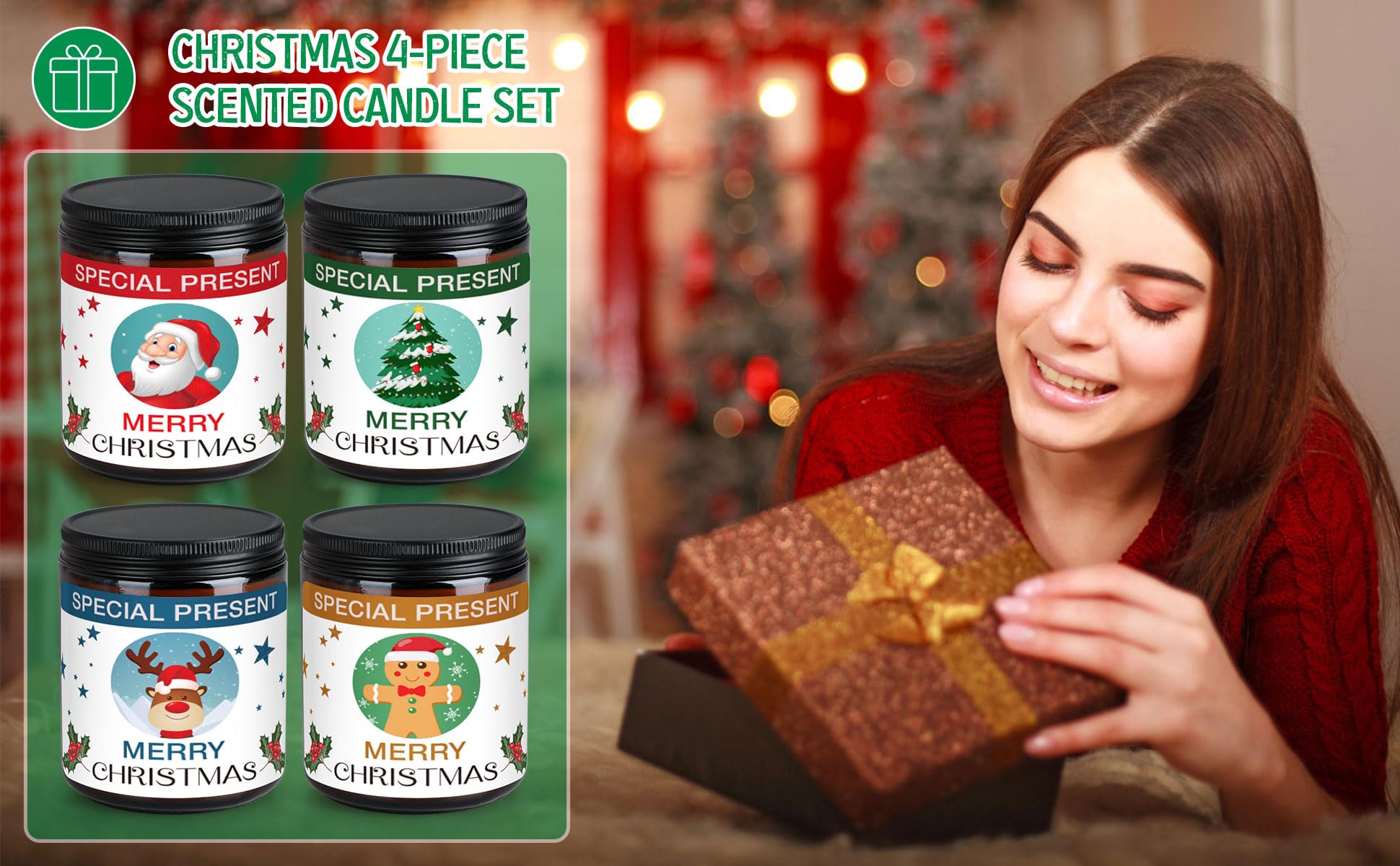 Christmas Candle Set Scented Candle Gift Set, 4 Pack 28 oz Christmas Scented Candles Over 180 Hours YINUO LIGHTAu supplements