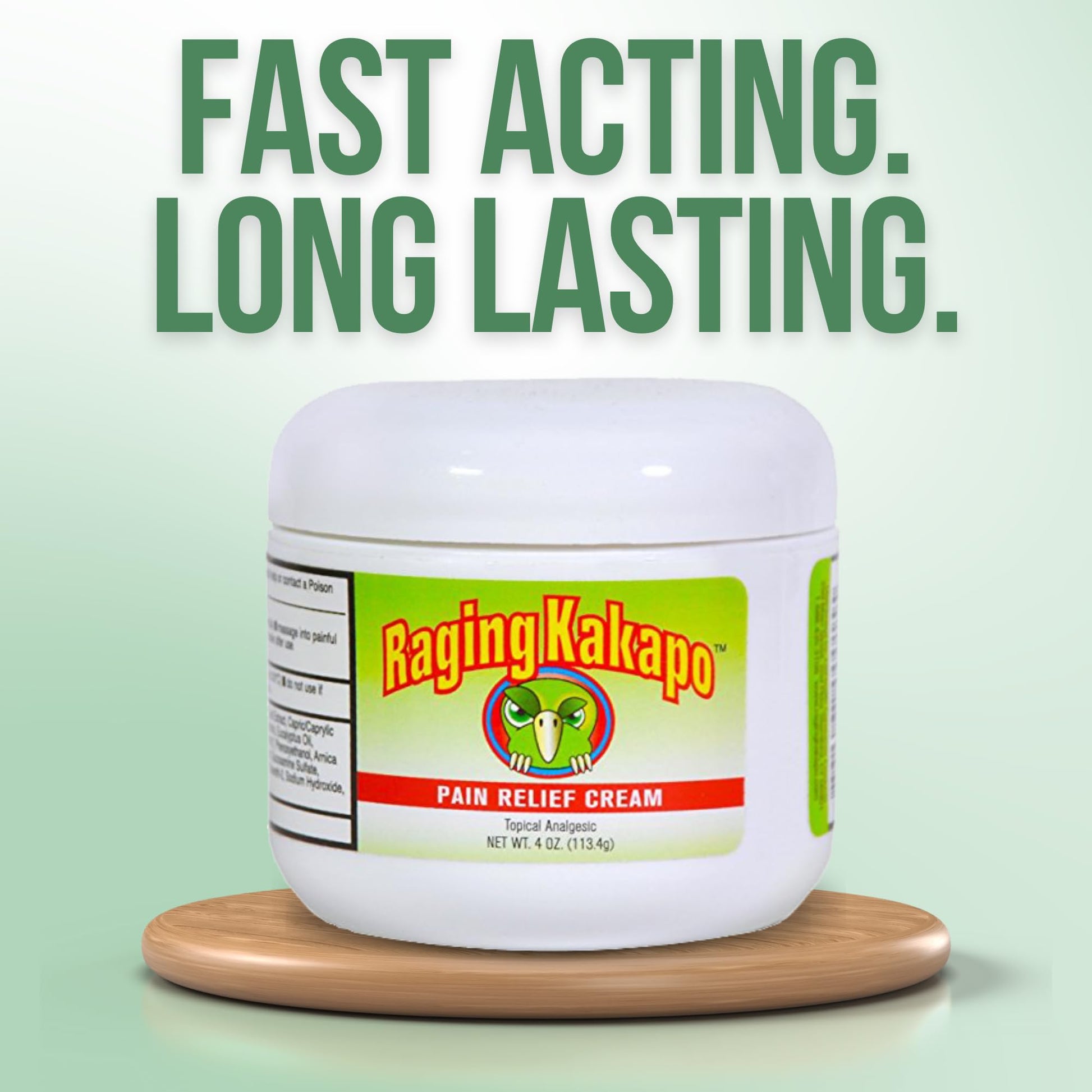 Raging Kakapo Pain Relief Cream - Sore Muscles, Joint Pain & Aches - Odor Free, Non-Greasy Pain Cream - Histamine Dihydrochloride, Capsaicin, Emu Oil & More - 4 oz. Jar Raging KakapoAu supplements