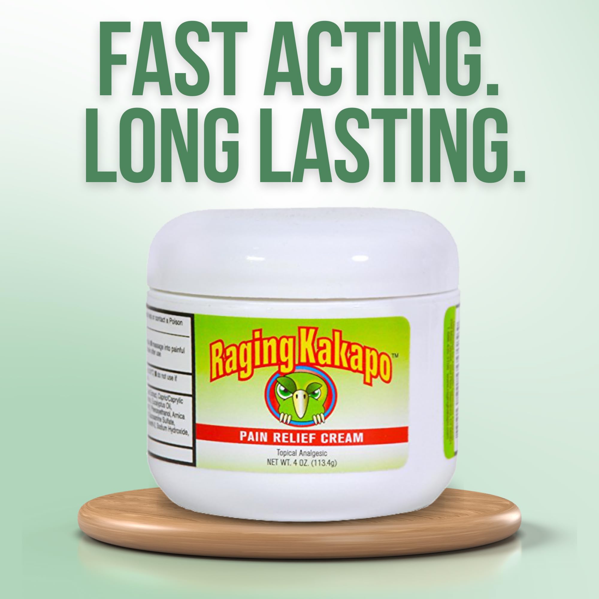 Raging Kakapo Pain Relief Cream - Sore Muscles, Joint Pain & Aches - Odor Free, Non-Greasy Pain Cream - Histamine Dihydrochloride, Capsaicin, Emu Oil & More - 4 oz. Jar Raging KakapoAu supplements