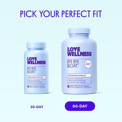 Love Wellness Bye Bye Bloat | Digestive Enzymes for Fast Acting Bloating Relief for Women | Helps Reduce Water Retention & Gas Relief | Supports Digestive Health Love WellnessUS supplements
