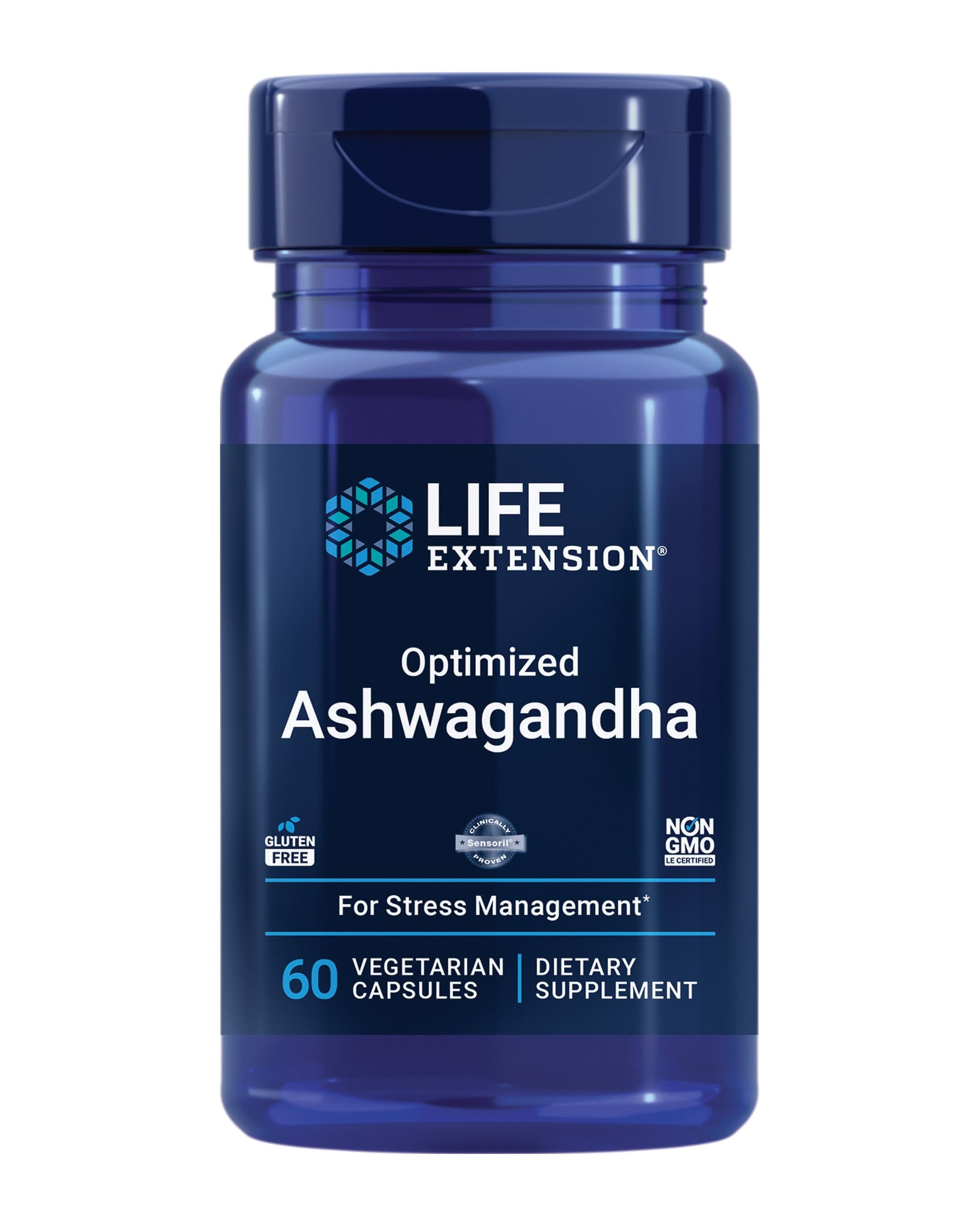Life Extension Optimized Ashwagandha - Stress Management Supplement for a Healthy Stress Response, Focus, Memory, Stress Relief - Vegetarian, Gluten-Free, Non-GMO, 60 Capsules Life ExtensionAu supplements