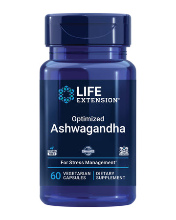 Life Extension Optimized Ashwagandha - Stress Management Supplement for a Healthy Stress Response, Focus, Memory, Stress Relief - Vegetarian, Gluten-Free, Non-GMO, 60 Capsules Life ExtensionAu supplements