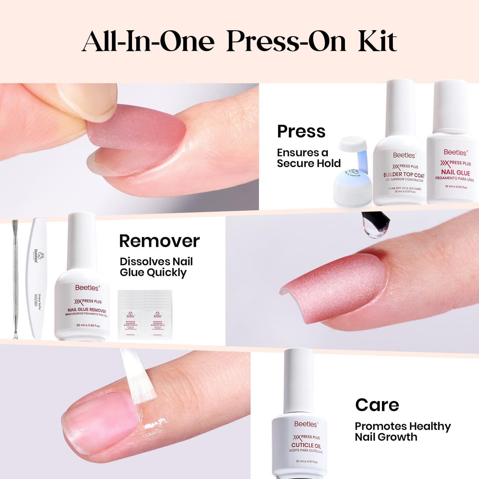 Beetles Cat Eye Nails Kit - Enchanted Aurora | 7 Colors Cat Eye Press On Nails Medium Almond | 224Pcs 16 Sizes All-in-One Kit With Nail Glue,Remover,Builder Top Coat,Nail Lamp Gift beetles Gel PolishAu supplements