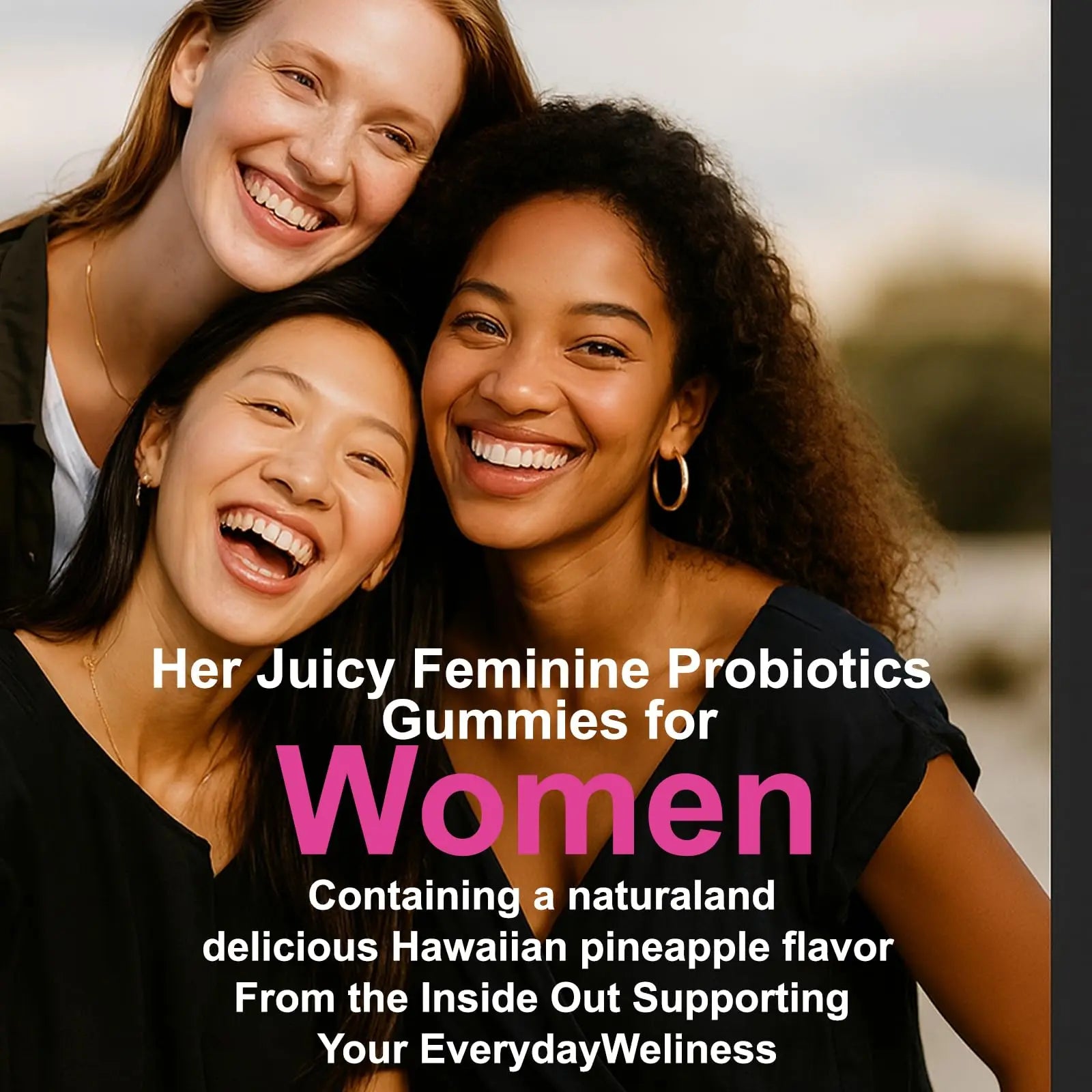 Her Juicy Women's Probiotic Gummies: Supports Women’s Wellness & pH Balance, Clean Vegan, Pineapple Flavor, Prebiotics & Lactobacillus Blend, with Slippery Elm, Gut Health & Immune Defense, 60 Gummies Heawdranz supplements