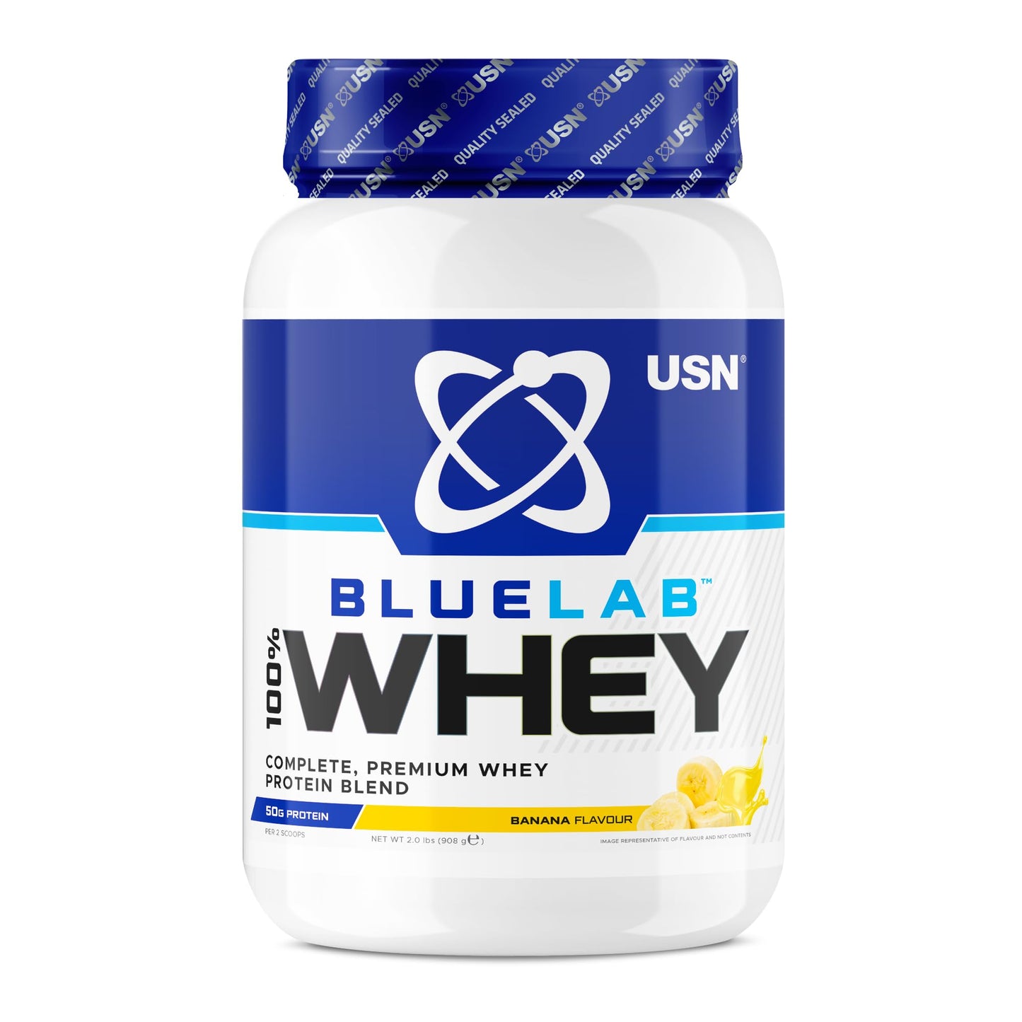 USN Blue Lab Whey Protein Powder: Banana - Whey Protein 908g - Post-Workout USNUS supplements