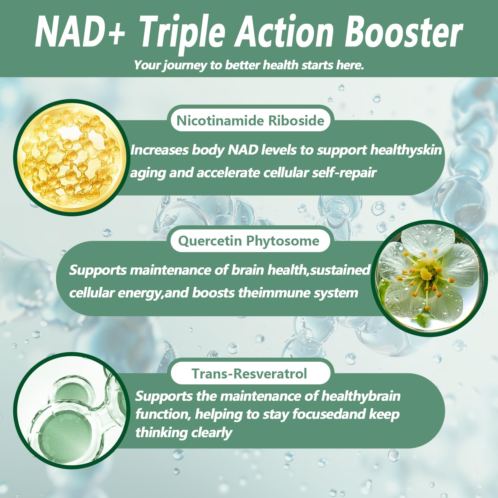 CARE GIFT NAD Supplement, NAD Nicotinamide Riboside Resveratrol 900mg - Liposomal NAD Supplements for Women & Men,NMNH Supplement Alternative for Energy, Focus, Anti-Aging (1 Pack) CARE GIFTAu supplements