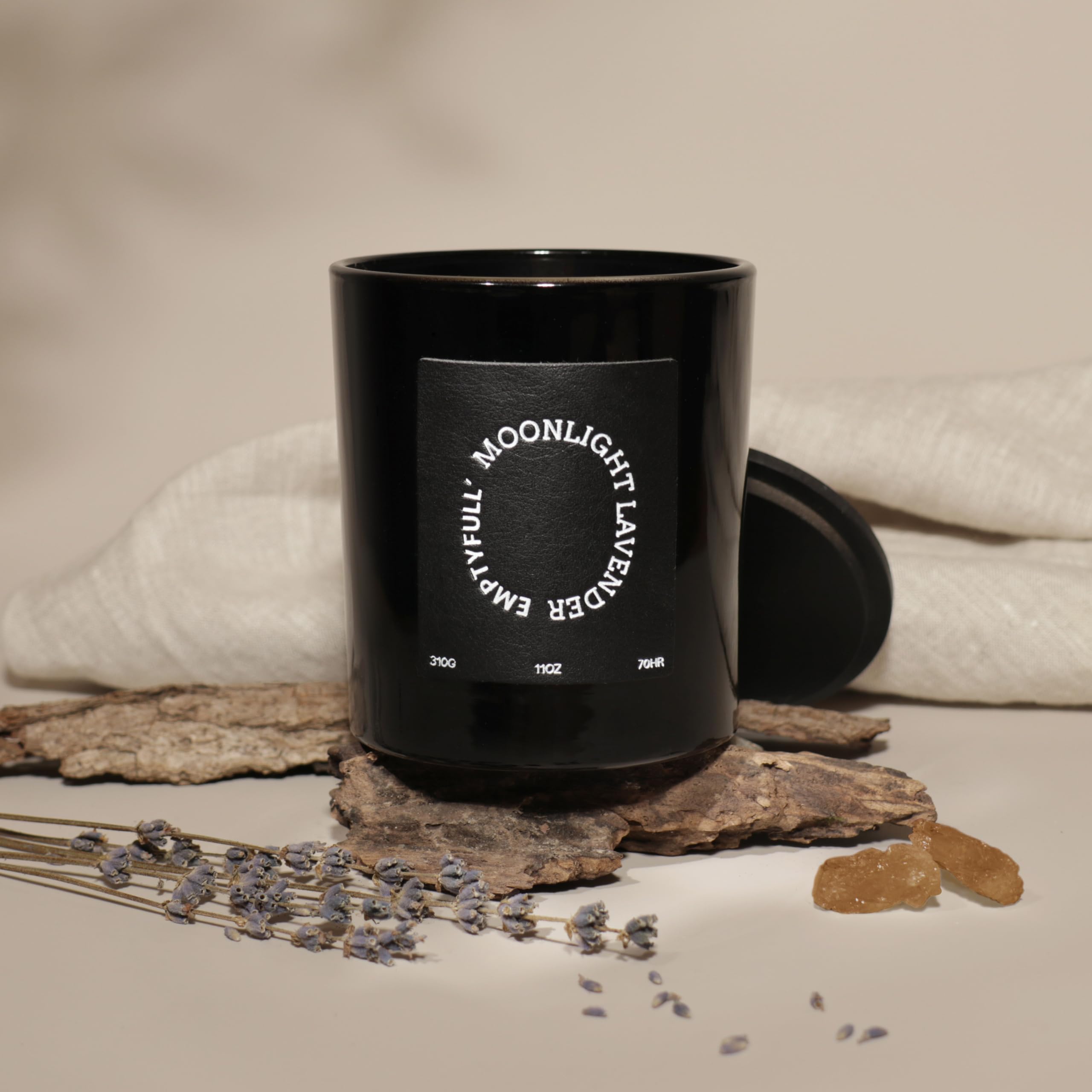 EMPTYFULL Lavender Scented Candles, Wood Wick, 11 oz Large Candle, Natural Soy Candles EmptyfullAu supplements