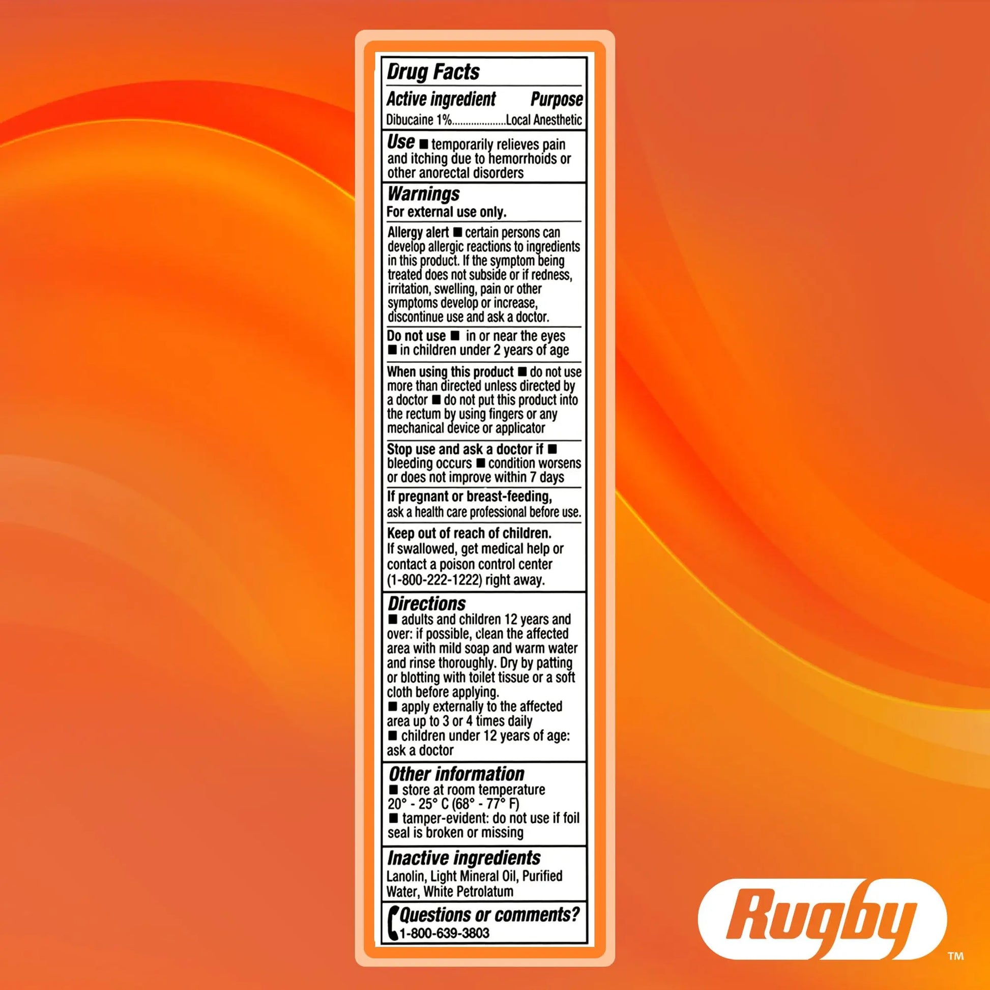 Rugby Dibucaine Topical Anesthetic 1% Hemorrhoid Ointment - Pain Relief Cream for Itching and Burning, Hemorrhoid Treatment, Anti Itch Cream 1 Oz (3 Pack) RUGBY LABORATORIESAu supplements