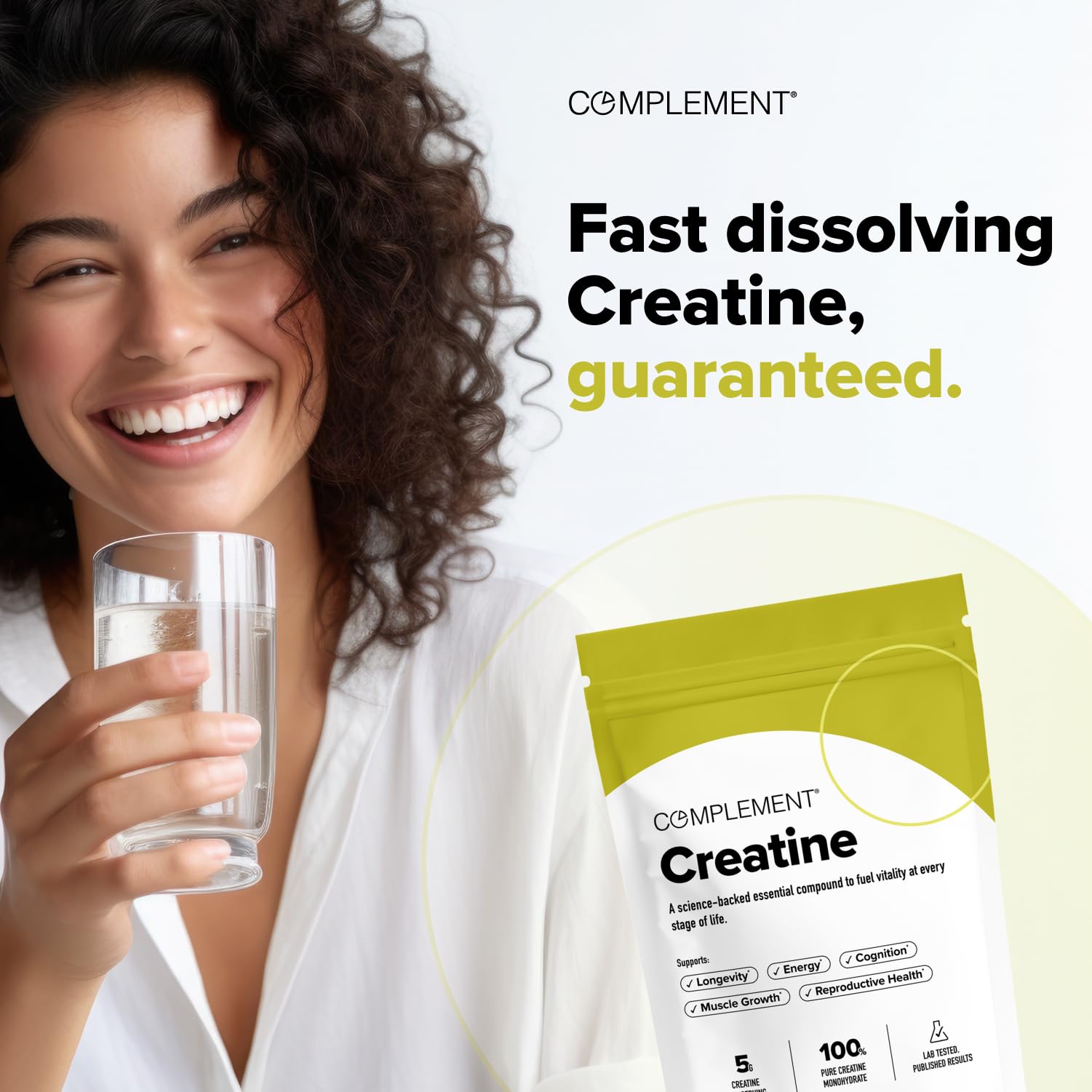 Complement Creatine Monohydrate Micronized Powder for Women and Men (5g, 60 Servings) Pre Workout, Post Workout, Muscle Recovery, Brain Health, Longevity- Vegan, Unflavored ComplementAu supplements