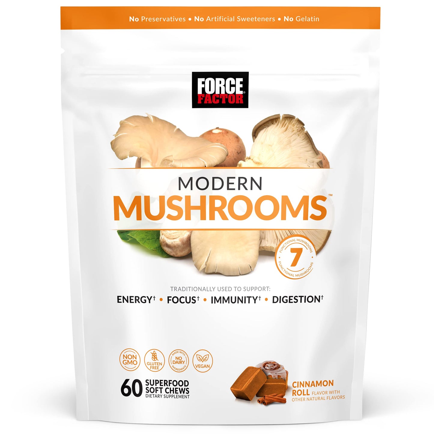 FORCE FACTOR Modern Mushrooms Soft Chews, Mushroom Supplement with Lions Mane Force FactorUS supplements