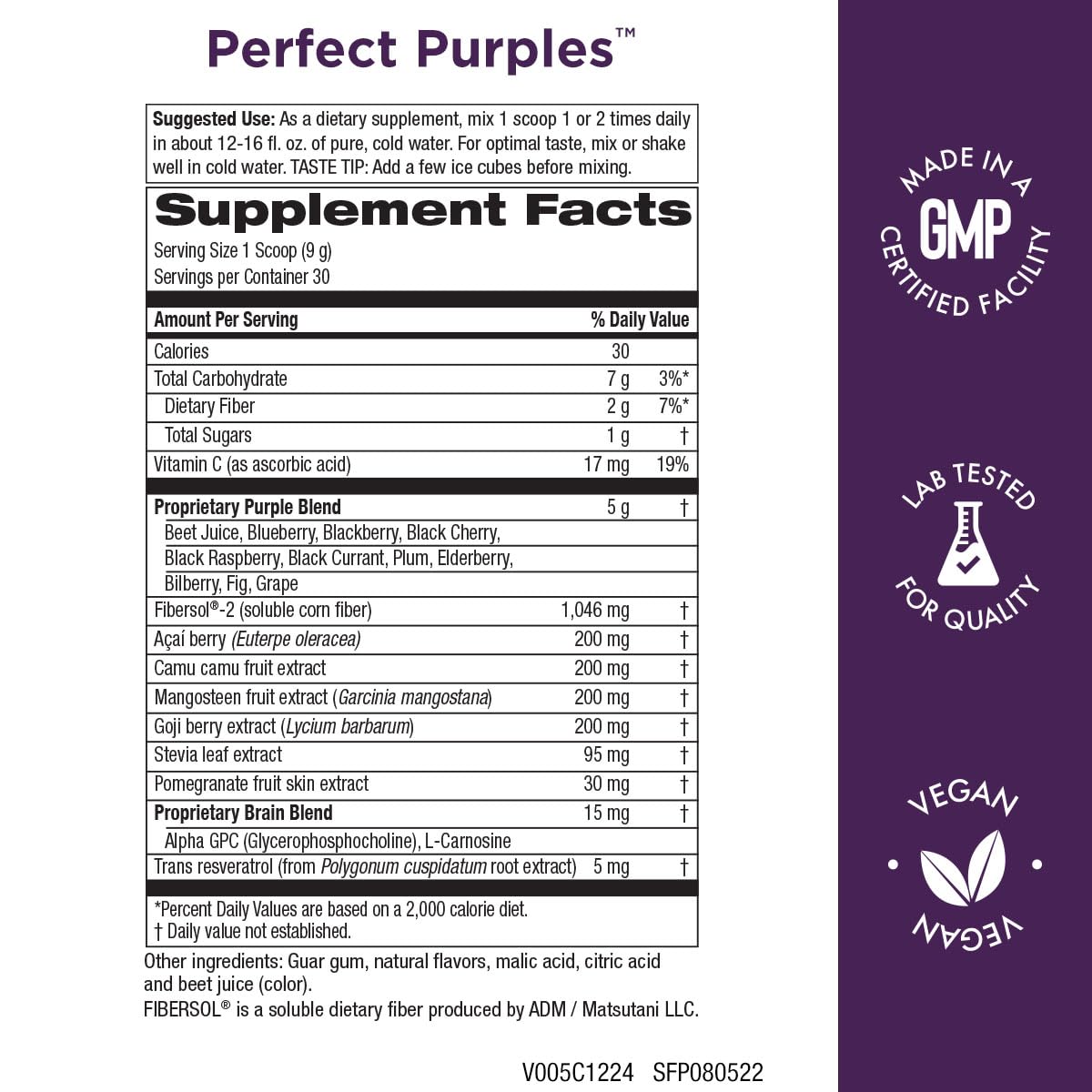Purity Products Perfect Purples Powder Phytonutrient Rich, Healthy Aging Super Formula - Support Total Body Health - High ORAC Power - P40p Pomegranate Extract w/ 40% Punicosides - 30 Day Supply Purity ProductsAu supplements