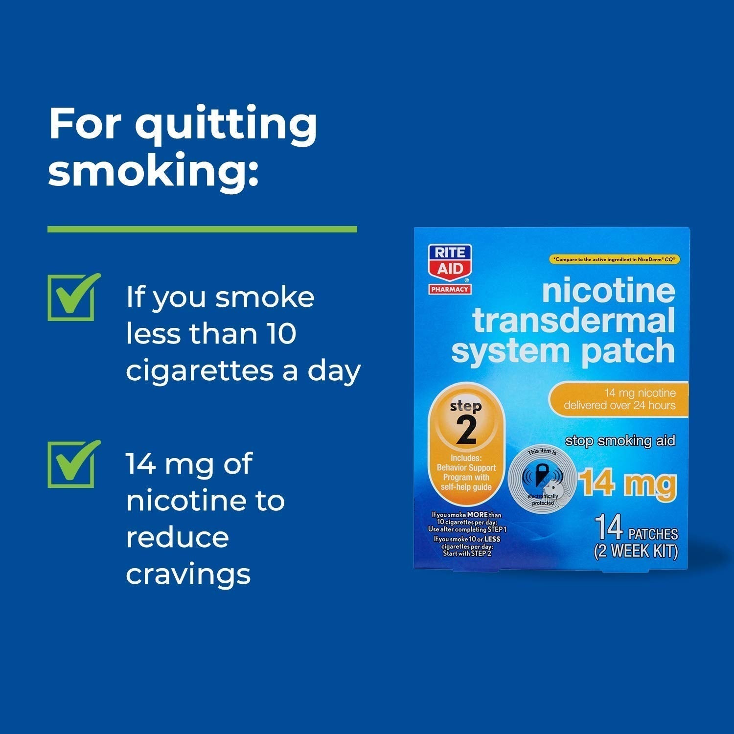 Rite Aid Nicotine Transdermal System Patch, Step 2, 14mg - 14 ct, Nicotine Rite AidAu supplements