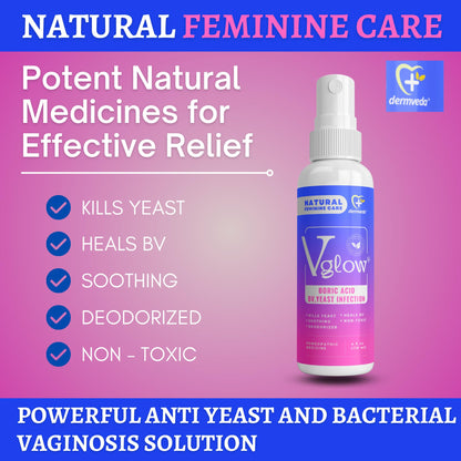Dermveda Boric Acid BV Relief for Women - Natural Yeast Infection, Odor, Itch Relief Solution - Treats Yeast Infection Symptoms with Effective Boric Acid Formula. DermvedaUS supplements